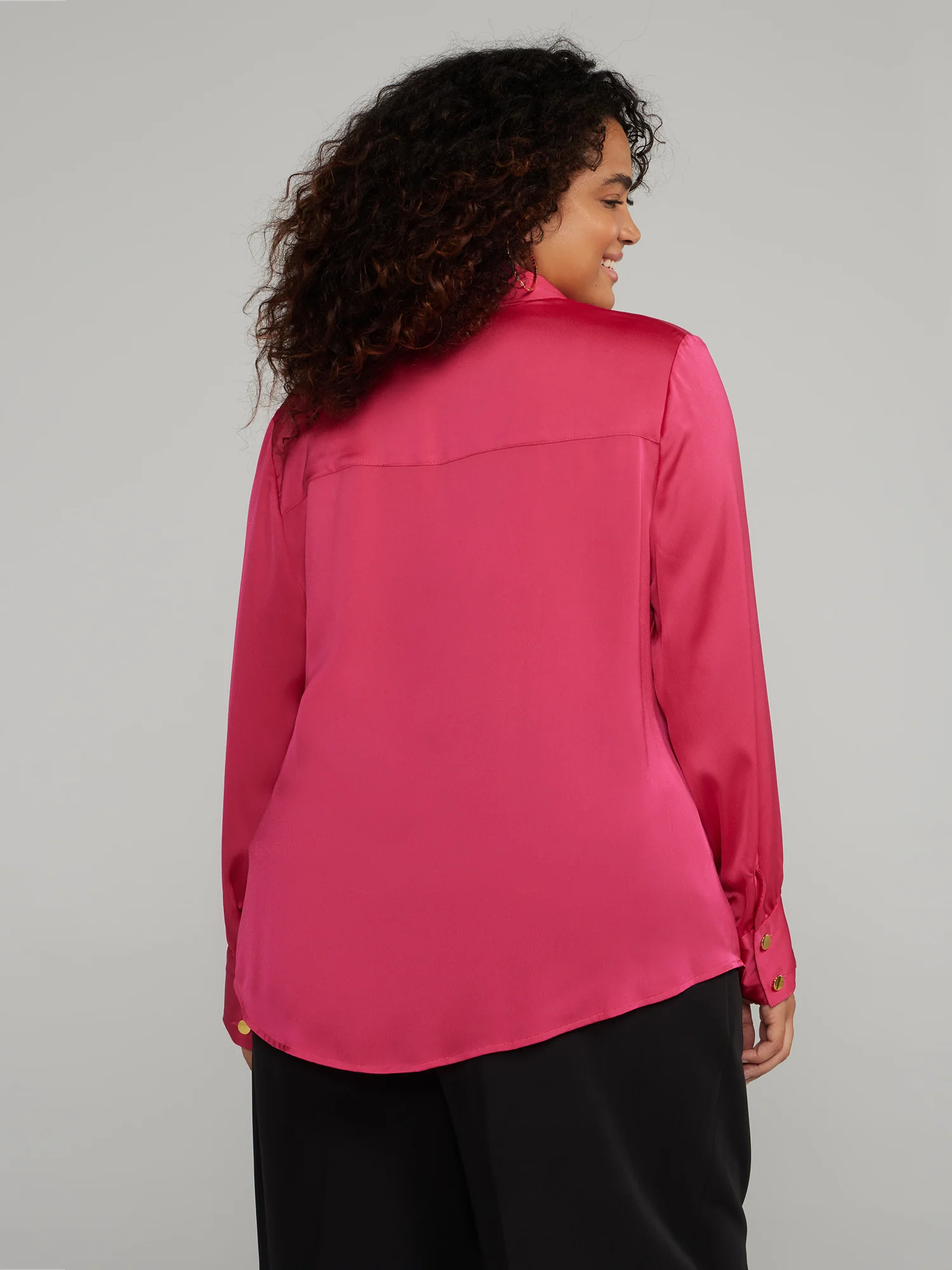 Button-Front Satin Shirt - Image 6