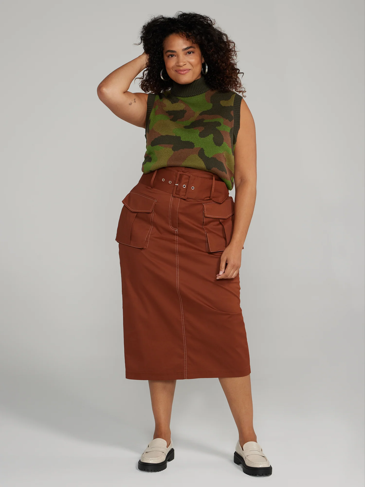 Belted Cargo Midi Skirt - Image 4