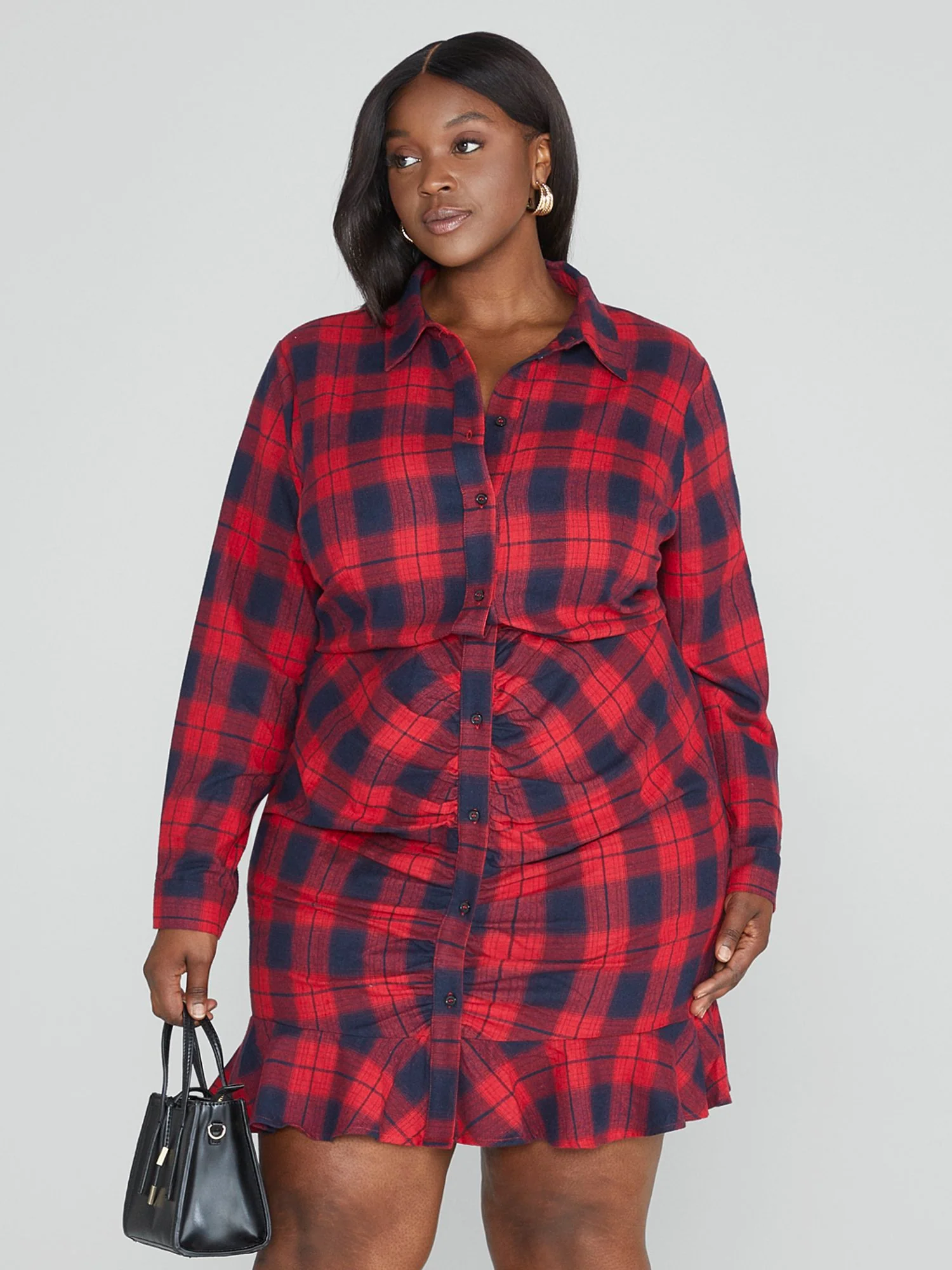 Carissa Ruched Plaid Dress