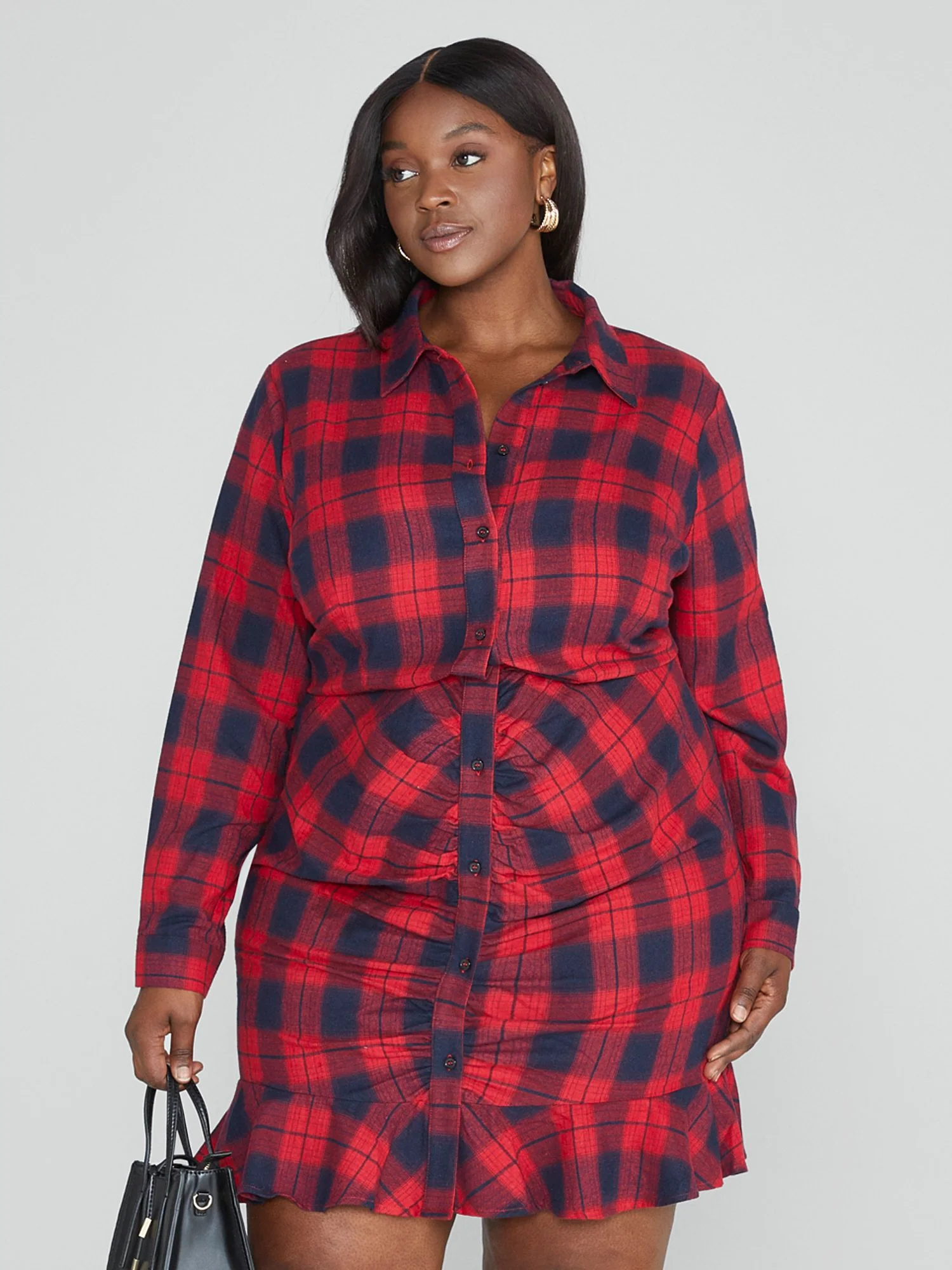 Carissa Ruched Plaid Dress - Image 2