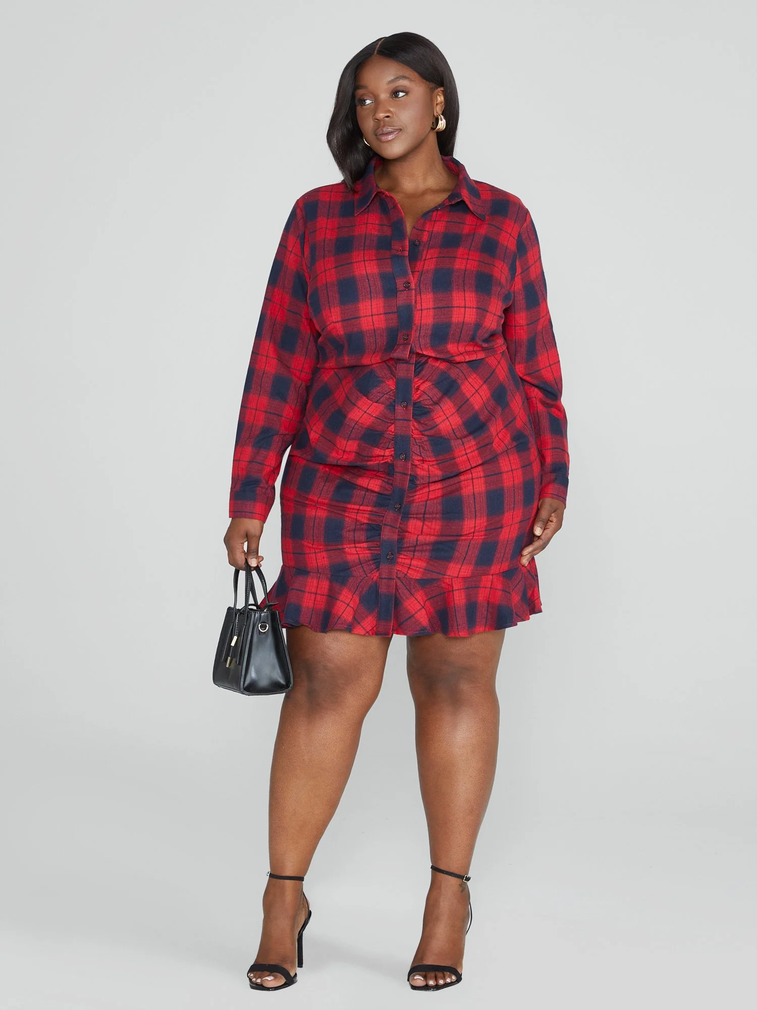 Carissa Ruched Plaid Dress - Image 3