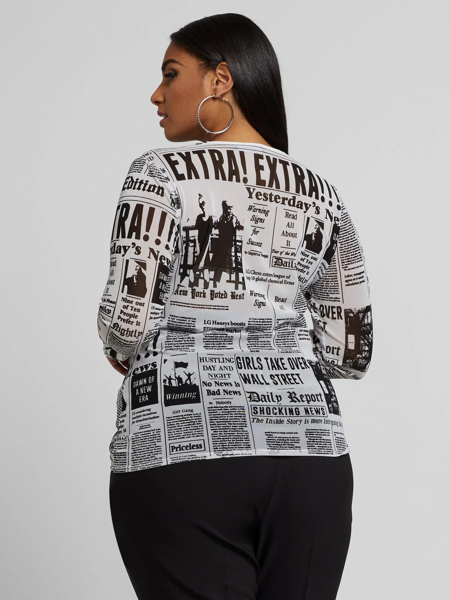 Carrie Newspaper Print Mesh Top - Image 3
