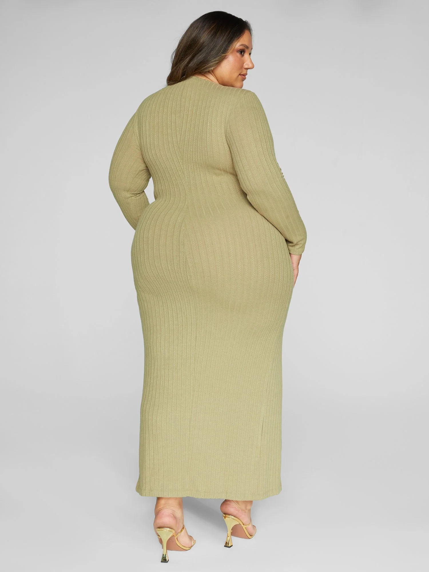 Cece Ribbed Knit Button Detail Maxi Dress - Image 4