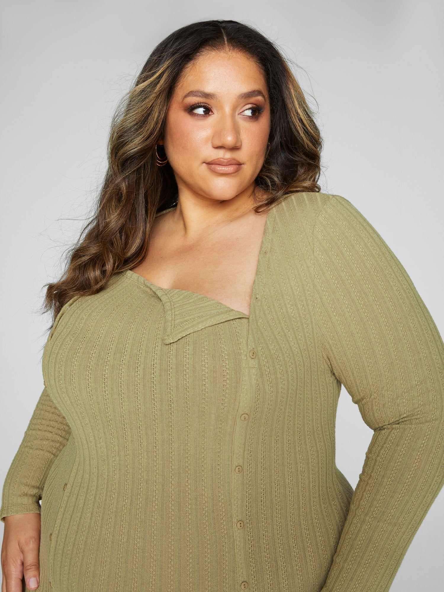 Cece Ribbed Knit Button Detail Maxi Dress - Image 5
