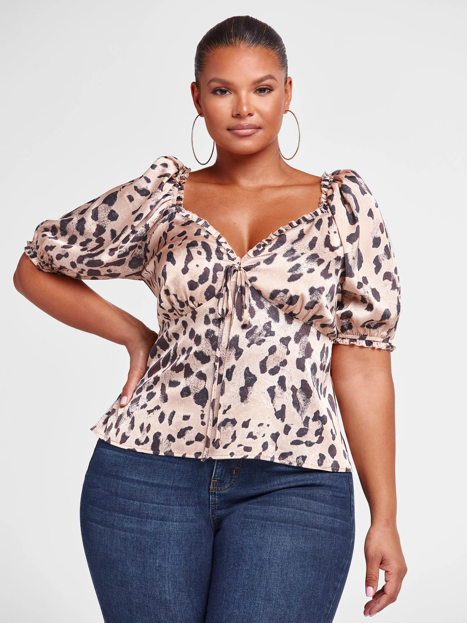 Chelsea Leopard Print Puff Sleeve Top - Image 2