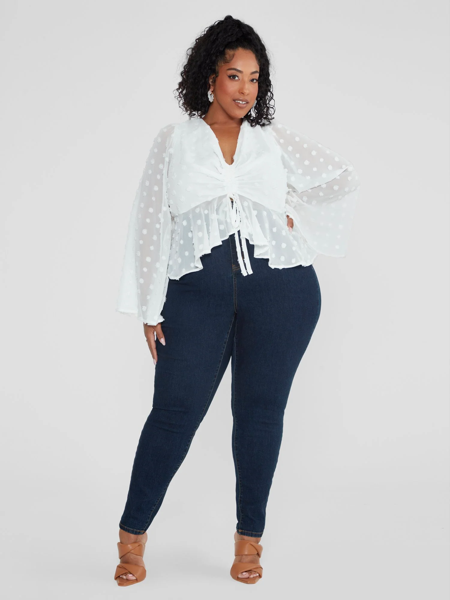 Cheri Swiss Dot Peplum Top - Image 3
