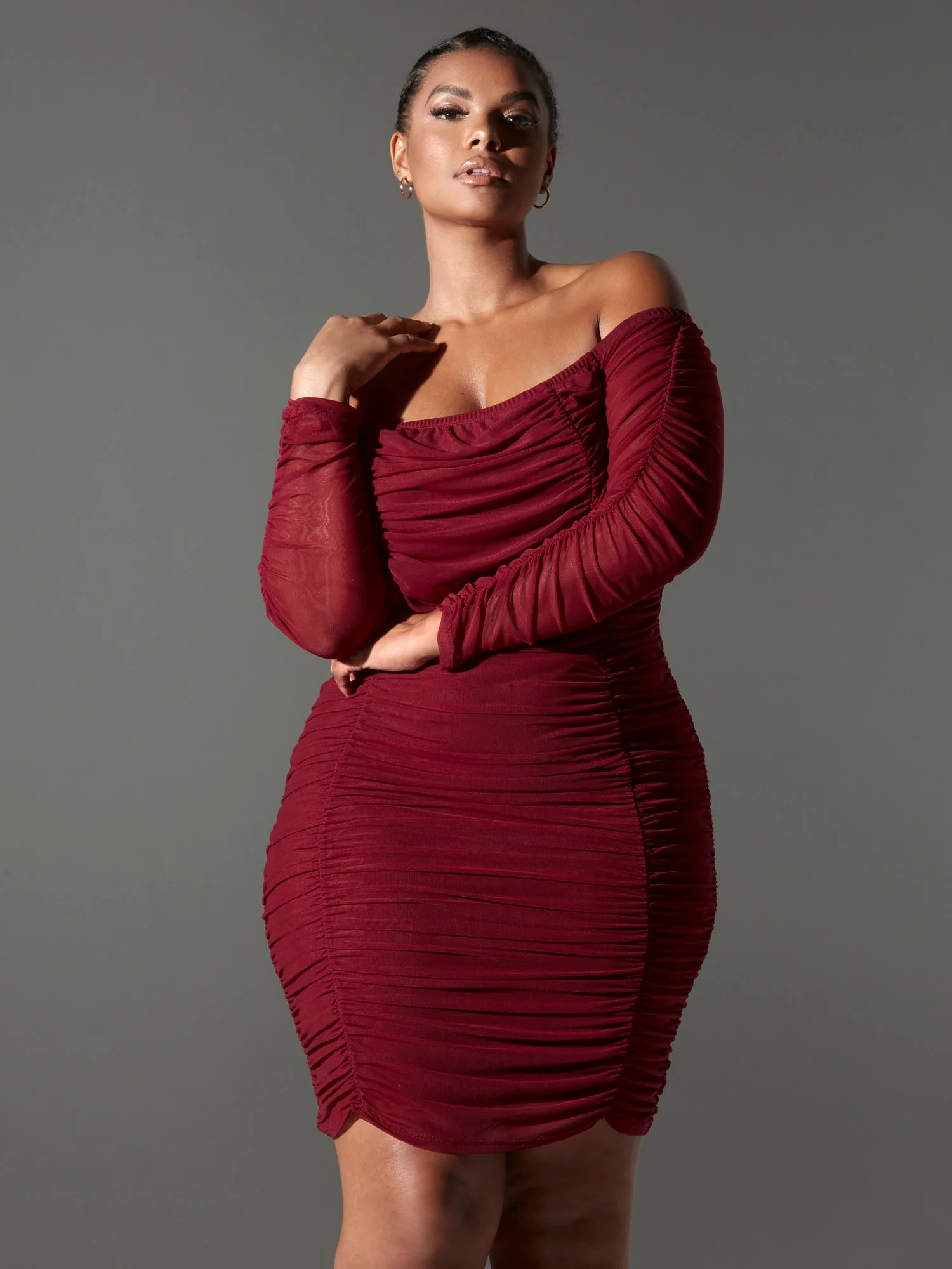 Claudia Ruched Mesh Dress - Image 2