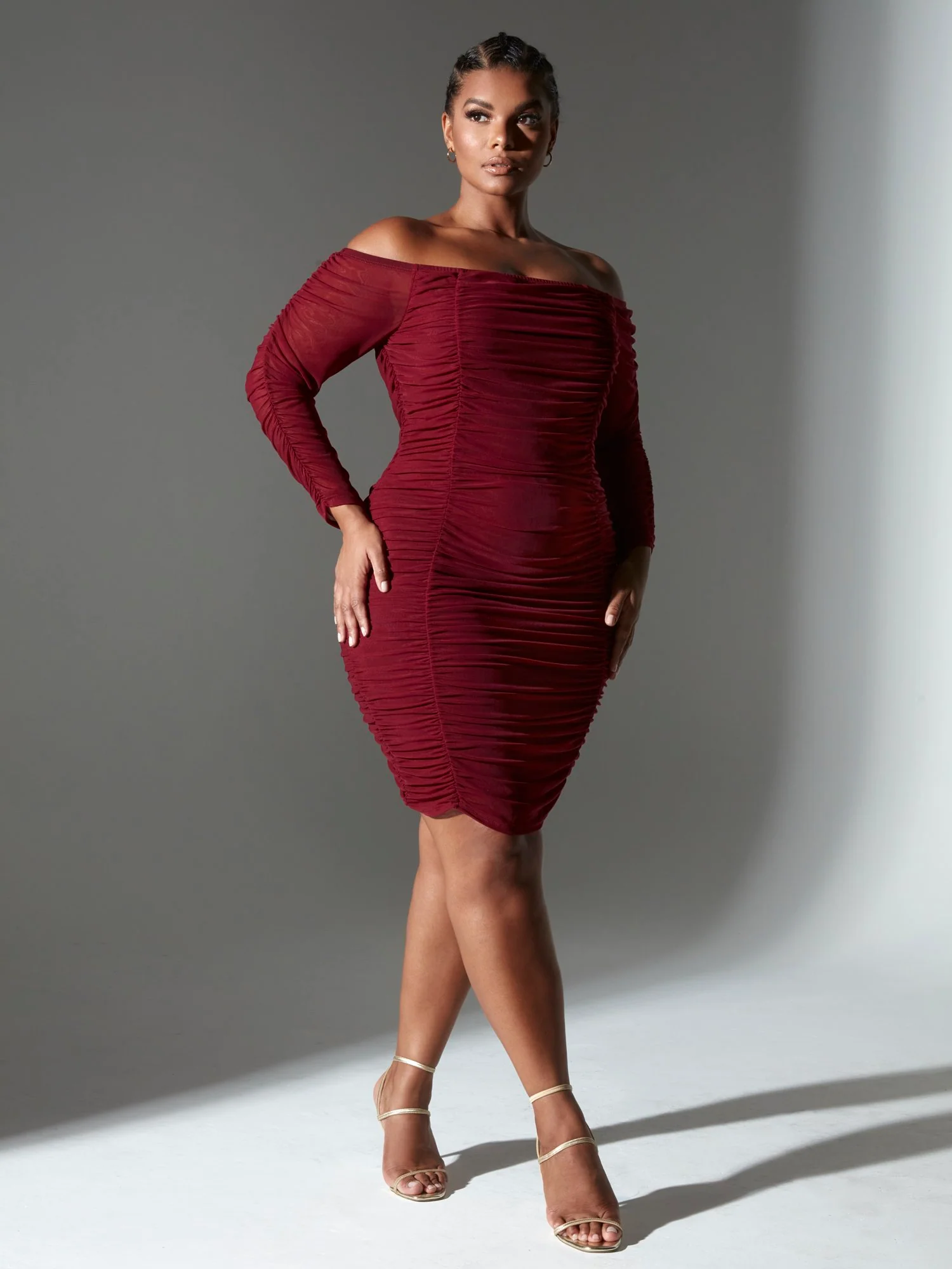 Claudia Ruched Mesh Dress - Image 4