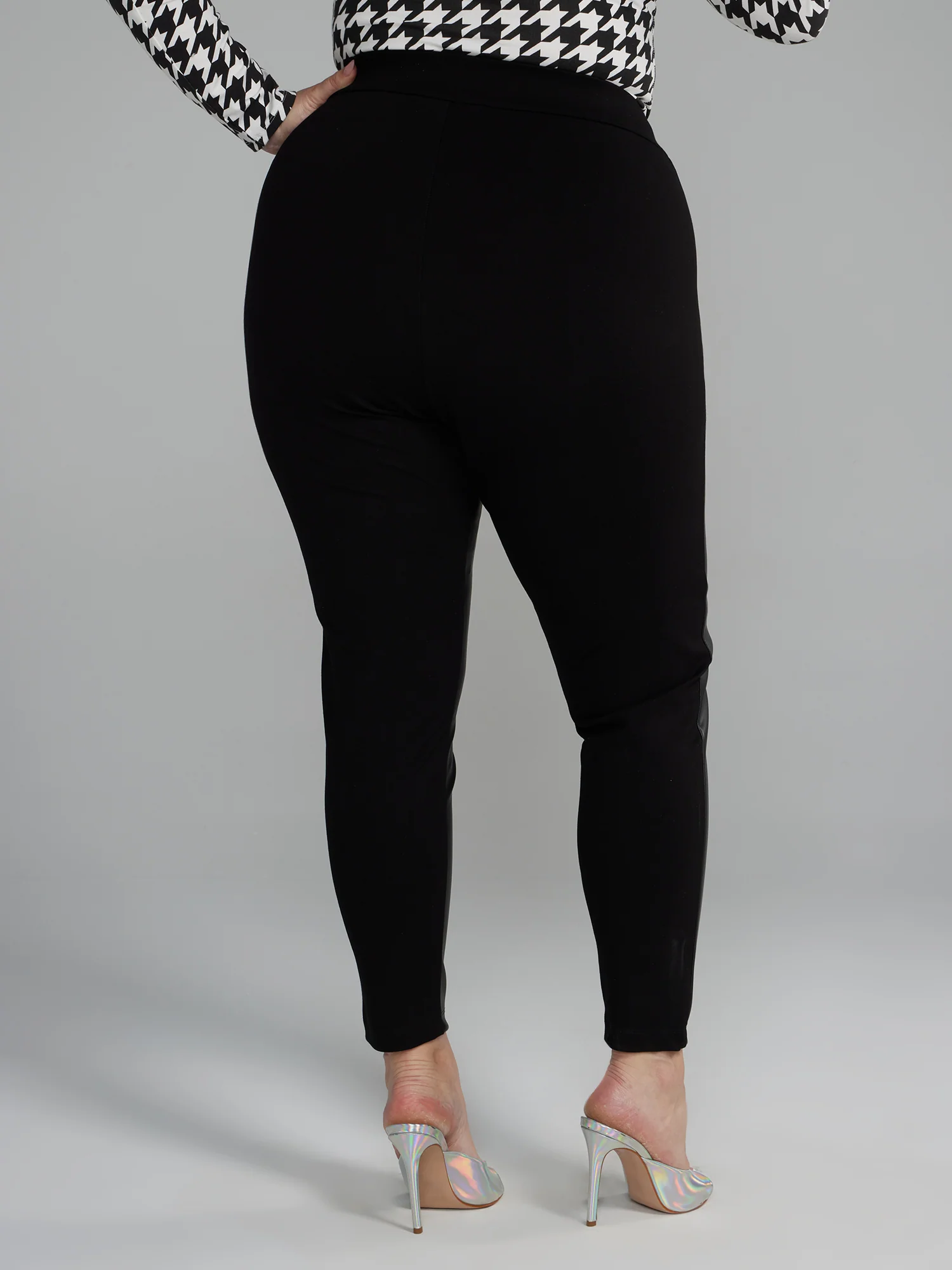 Coated Front Ponte Knit Leggings - Image 3