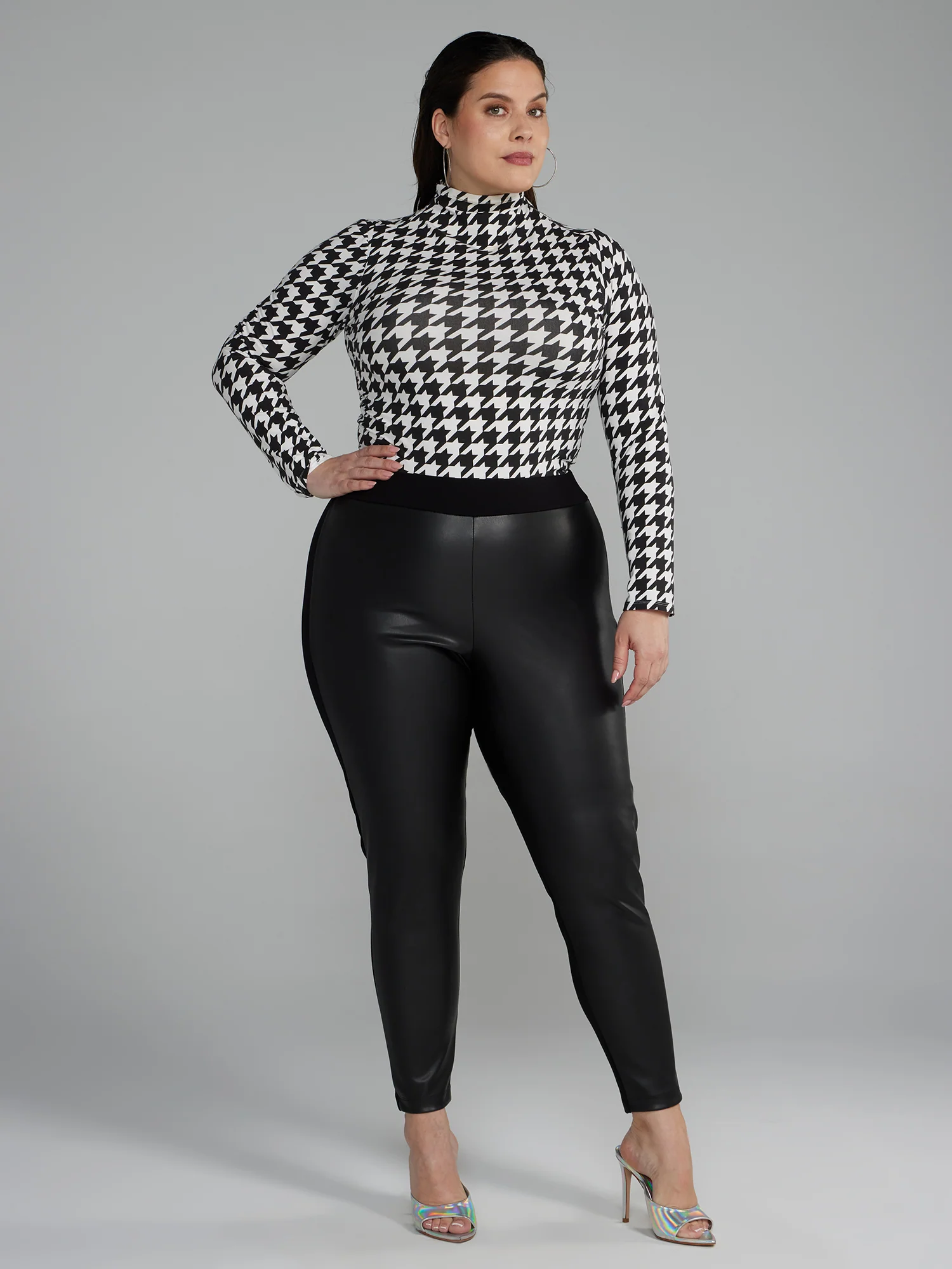 Coated Front Ponte Knit Leggings - Image 4
