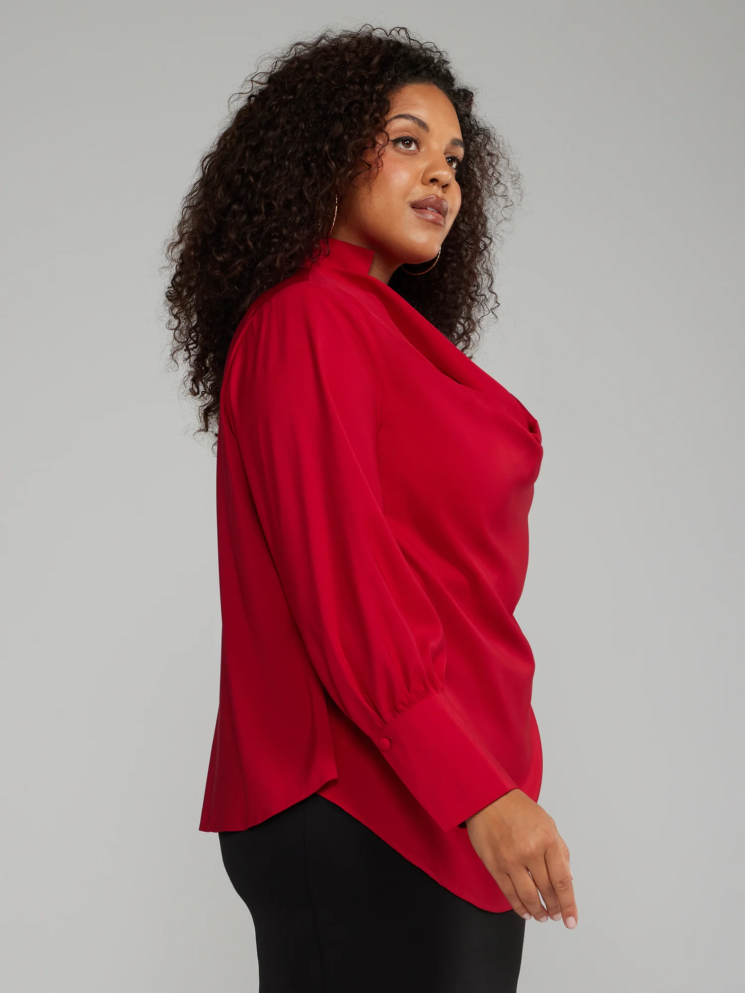 Cowl Neck Blouse with Detachable Necklace - Image 7