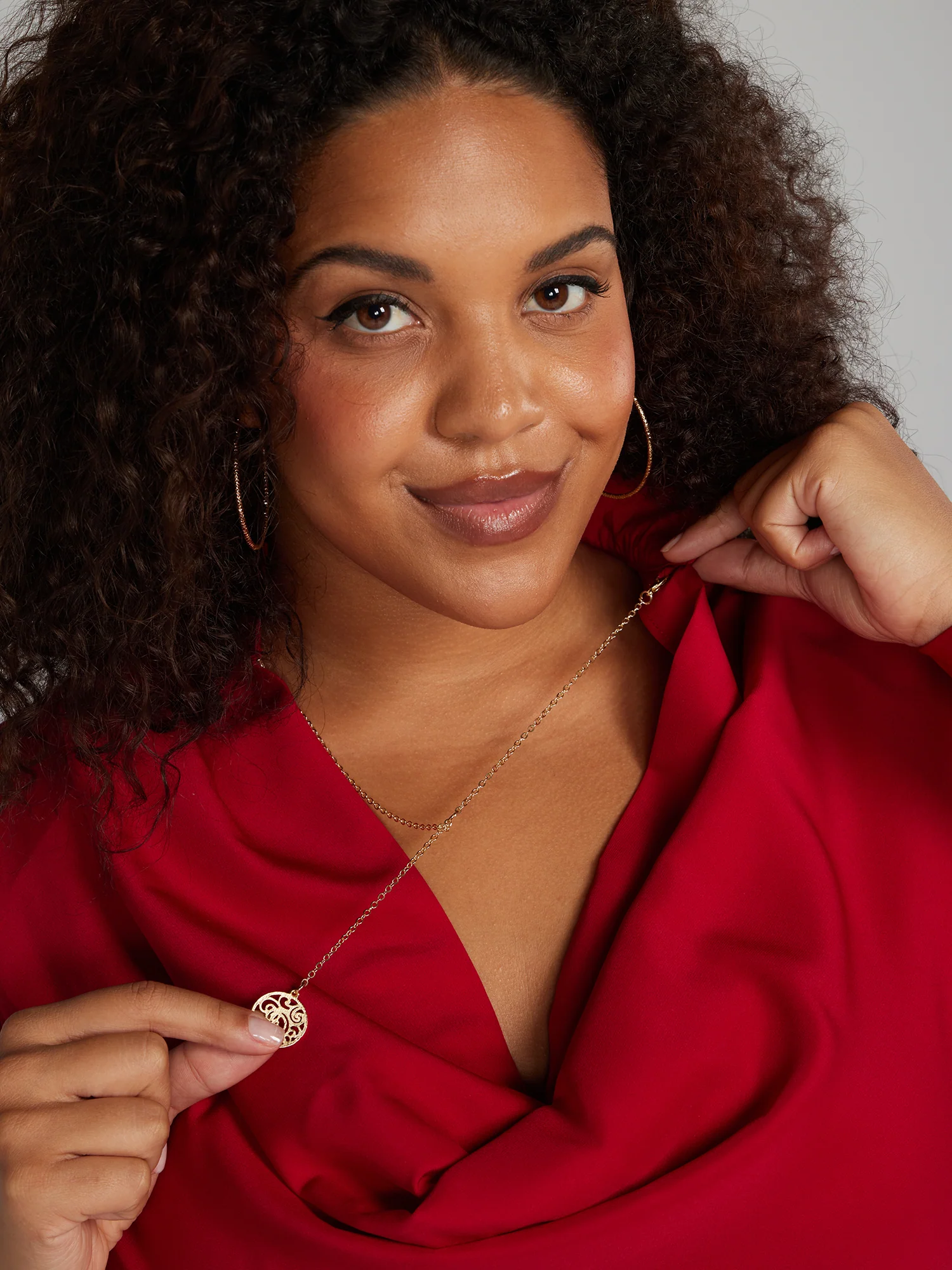 Cowl Neck Blouse with Detachable Necklace - Image 9