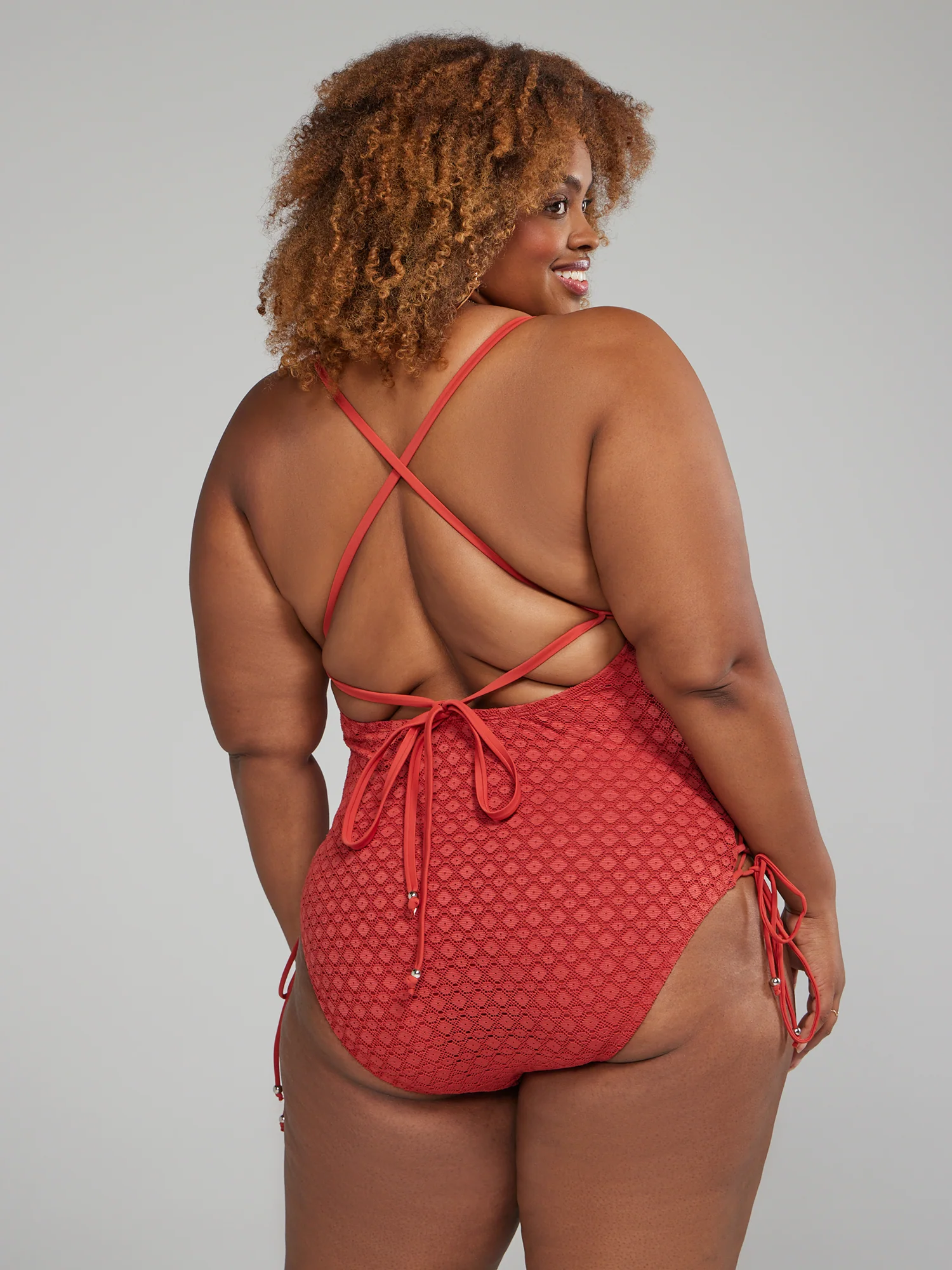 Crochet Side Lace-Up One-Piece Swimsuit - Image 3