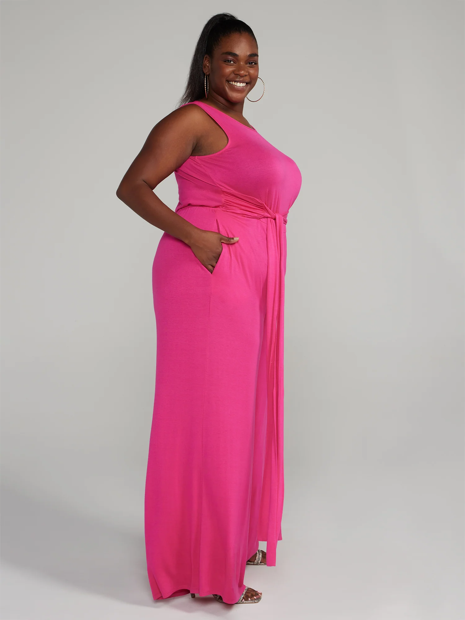 Cutout Tie Waist Knit Jumpsuit - Image 6