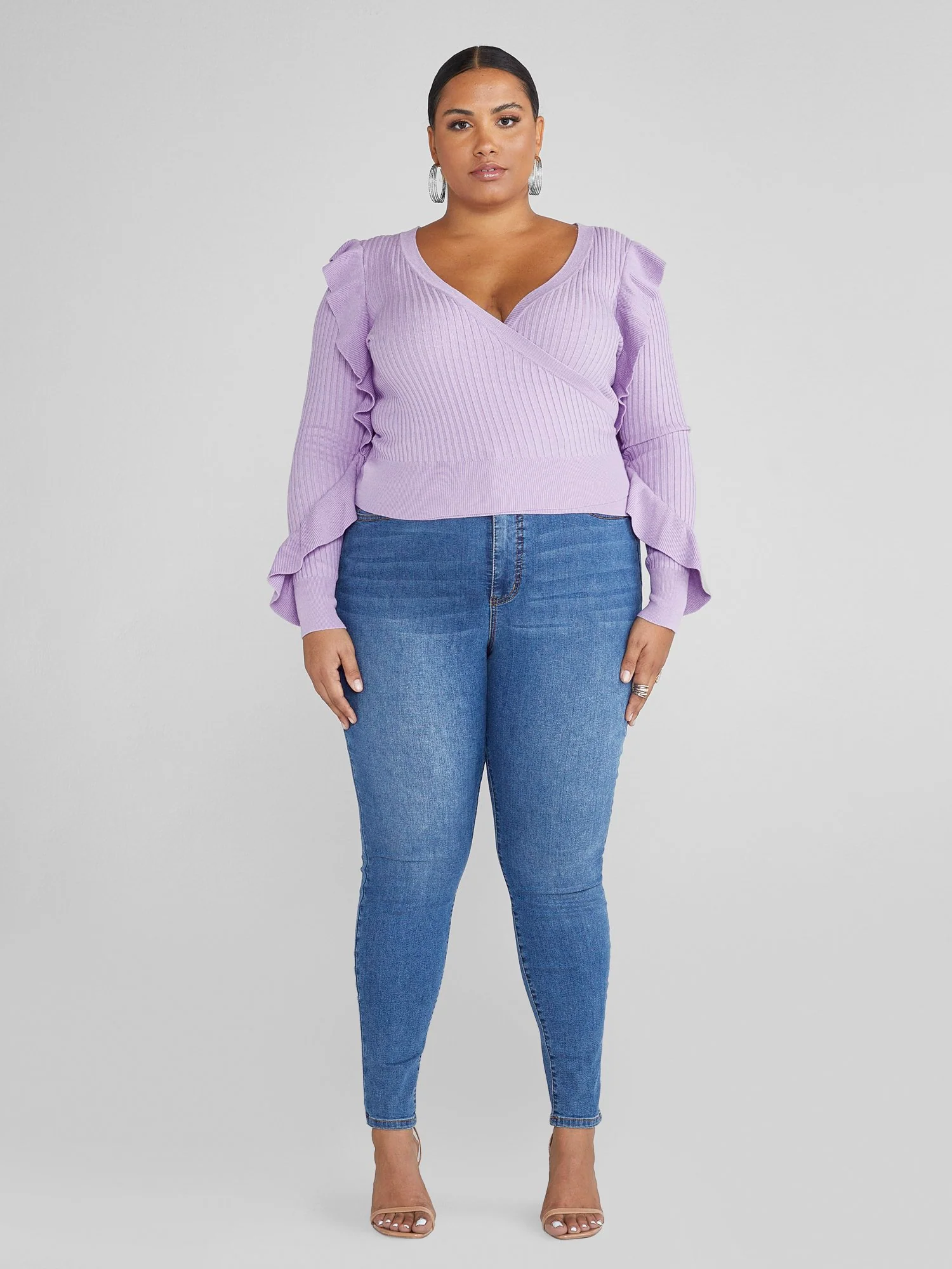 Dahlia Ruffle Detail Wrap Sweater - Image 3