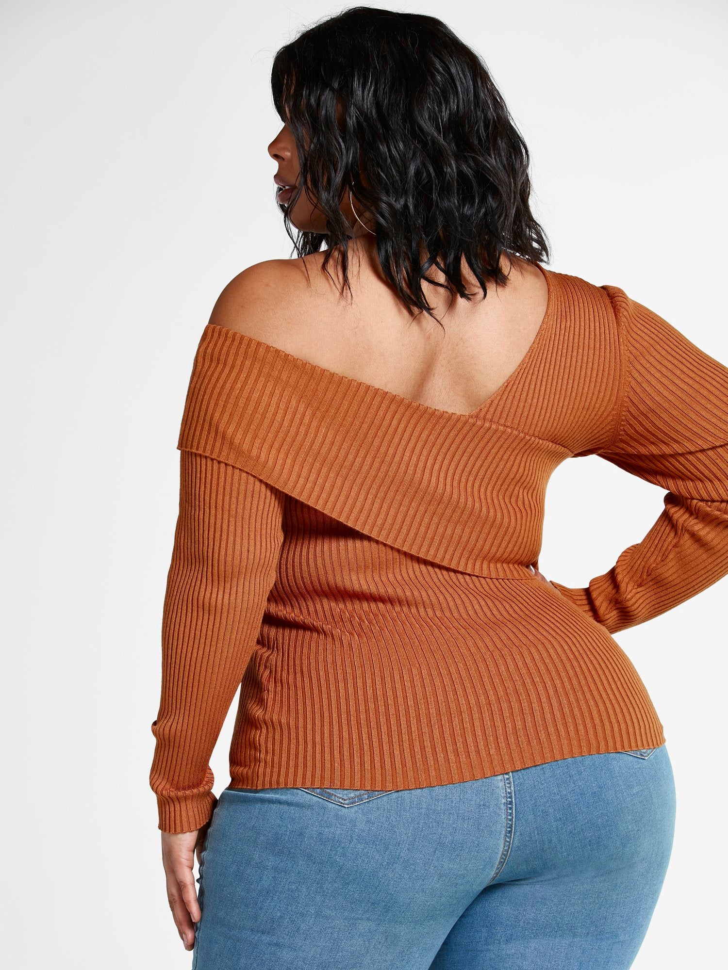 Dakota One Shoulder Foldover Sweater - Image 3