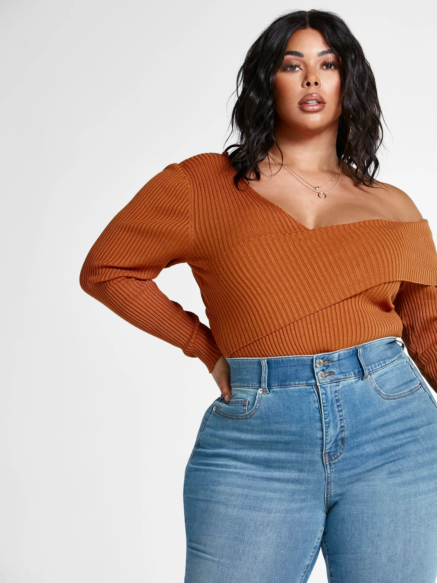 Dakota One Shoulder Foldover Sweater - Image 5