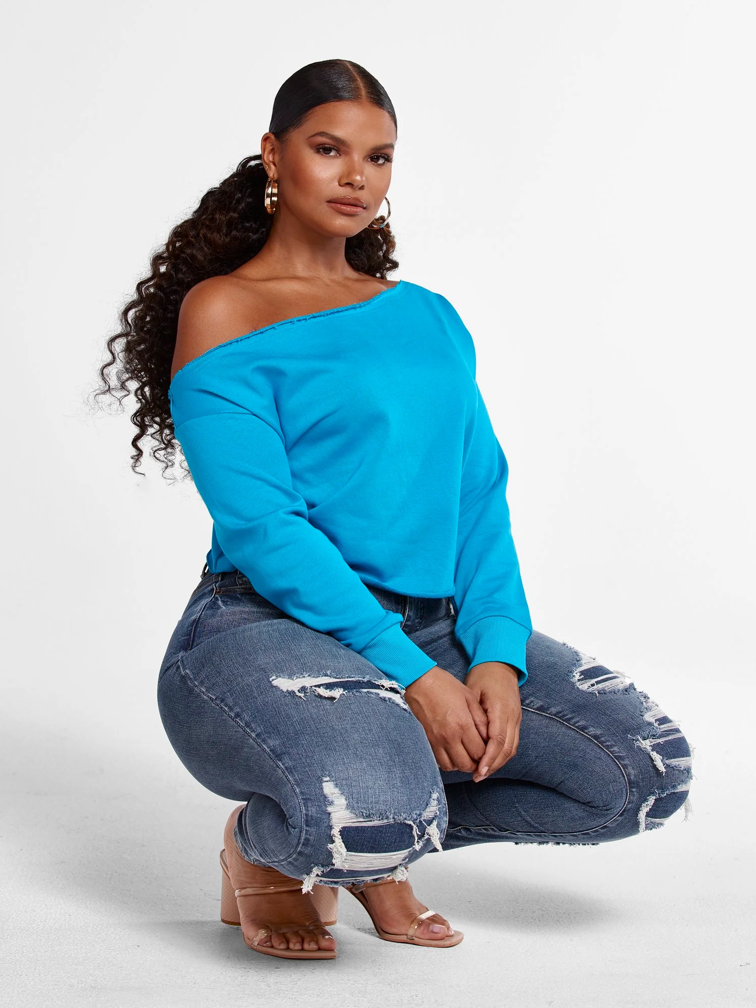 Daphne Off The Shoulder French Terry Top - Image 3