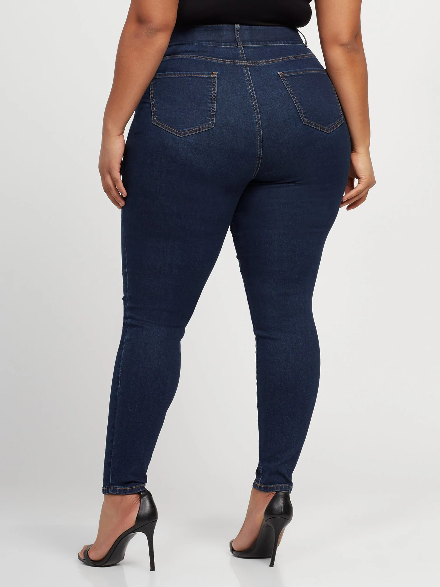 Dark Wash Curvy Skinny Jeans - Short Inseam - Image 3
