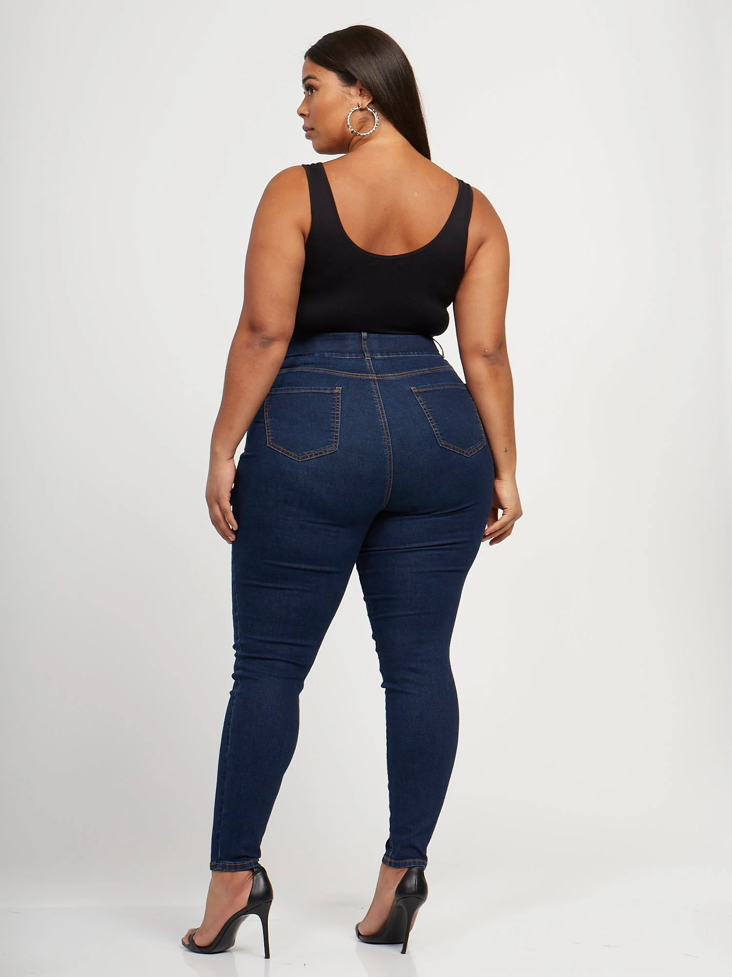 Dark Wash Curvy Skinny Jeans - Short Inseam - Image 6