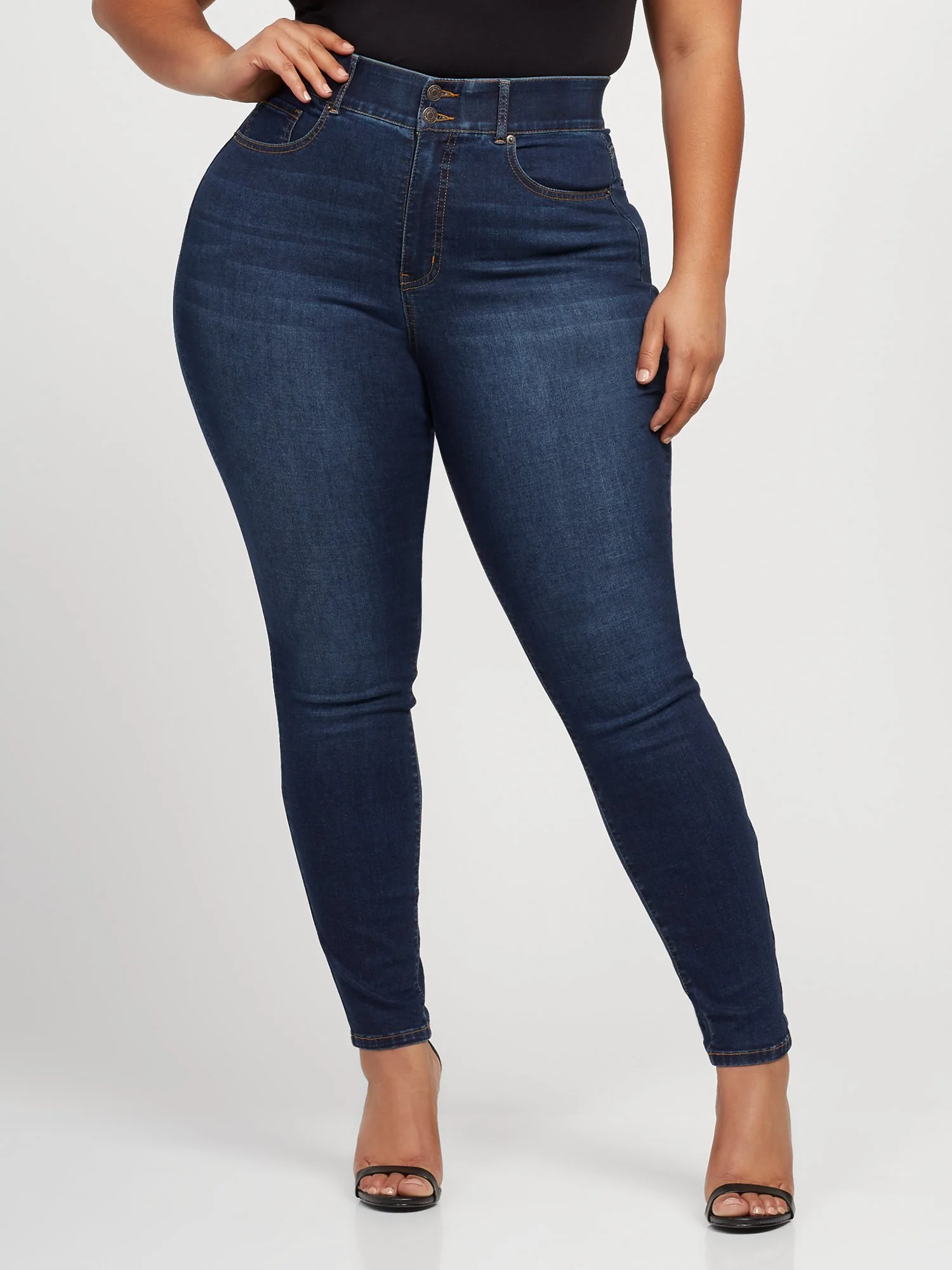 Dark Wash Curvy Skinny Jeans - Tall Inseam - Image 2