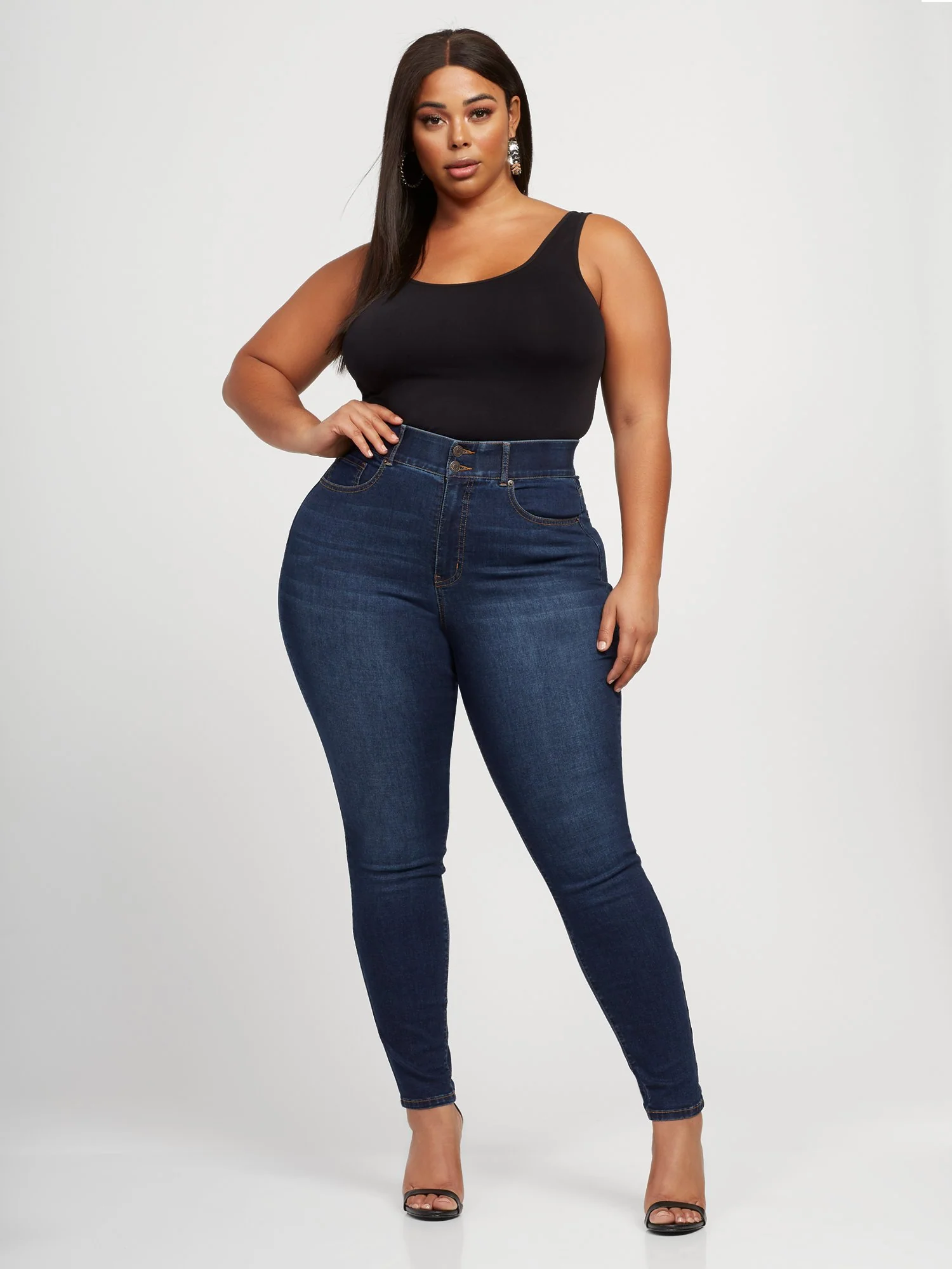 Dark Wash Curvy Skinny Jeans - Tall Inseam - Image 5