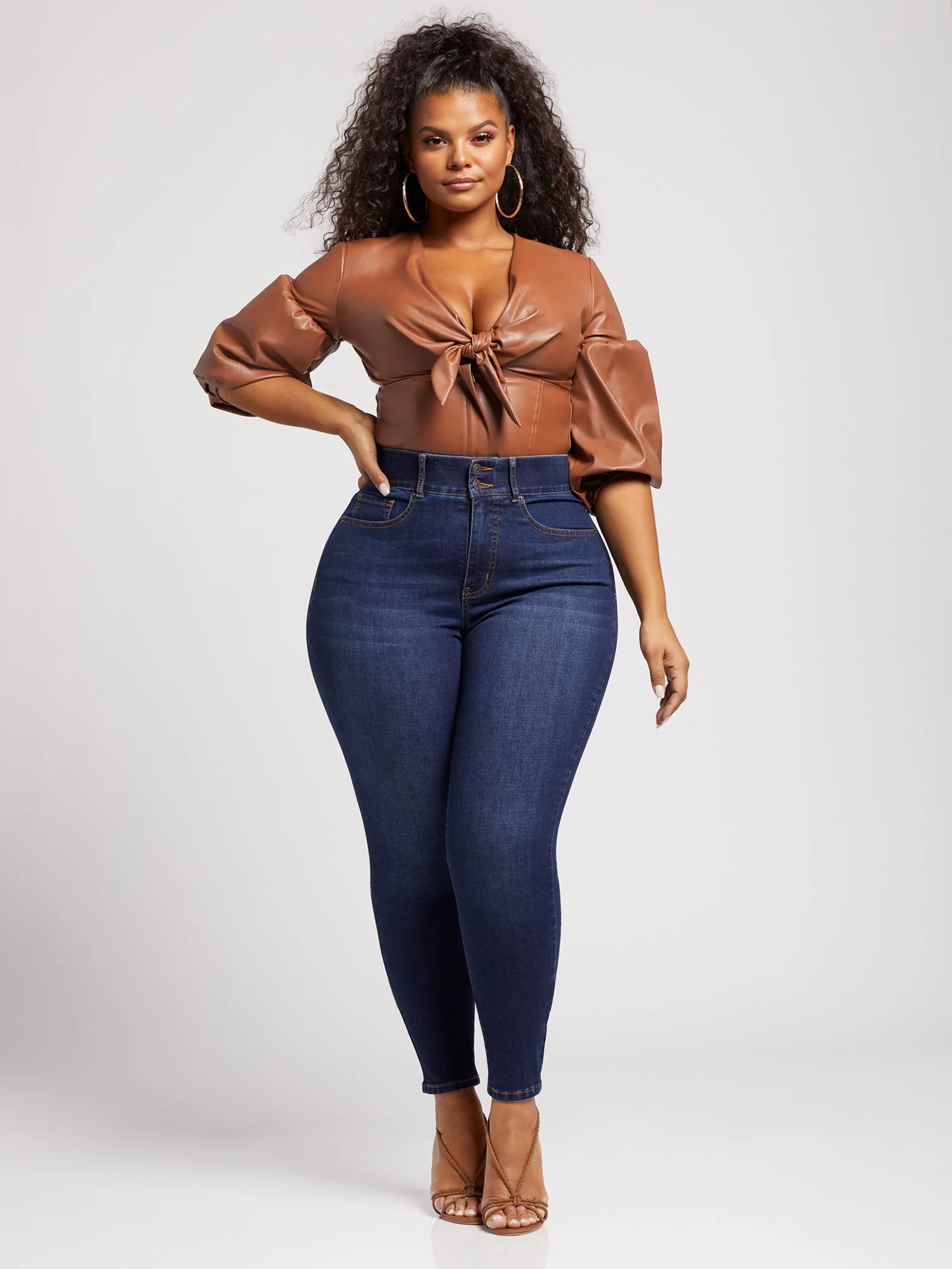 Dark Wash Curvy Skinny Jeans - Tall Inseam - Image 7