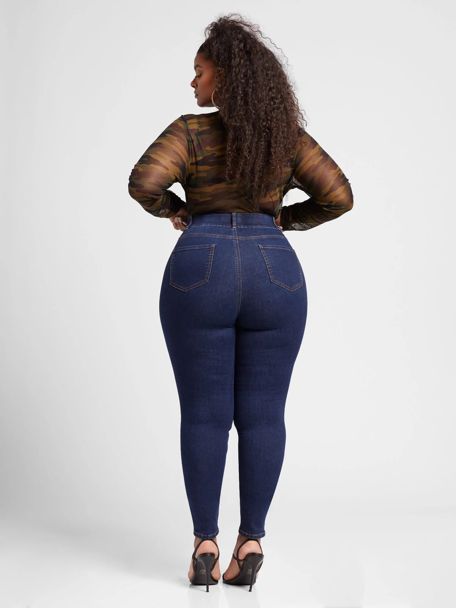 Dark Wash Curvy Skinny Jeans - Tall Inseam - Image 9