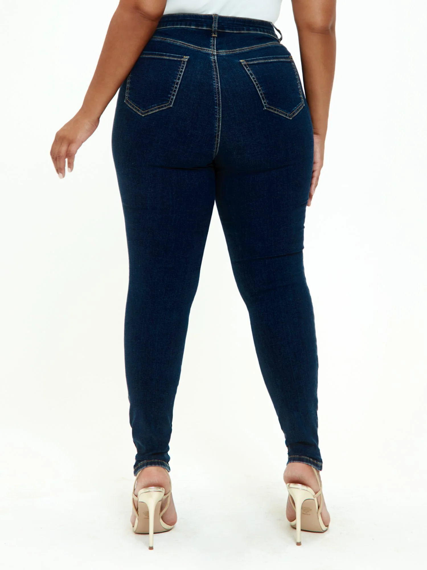 Dark Wash High Rise Super Skinny Jeans - Short Inseam - Image 3