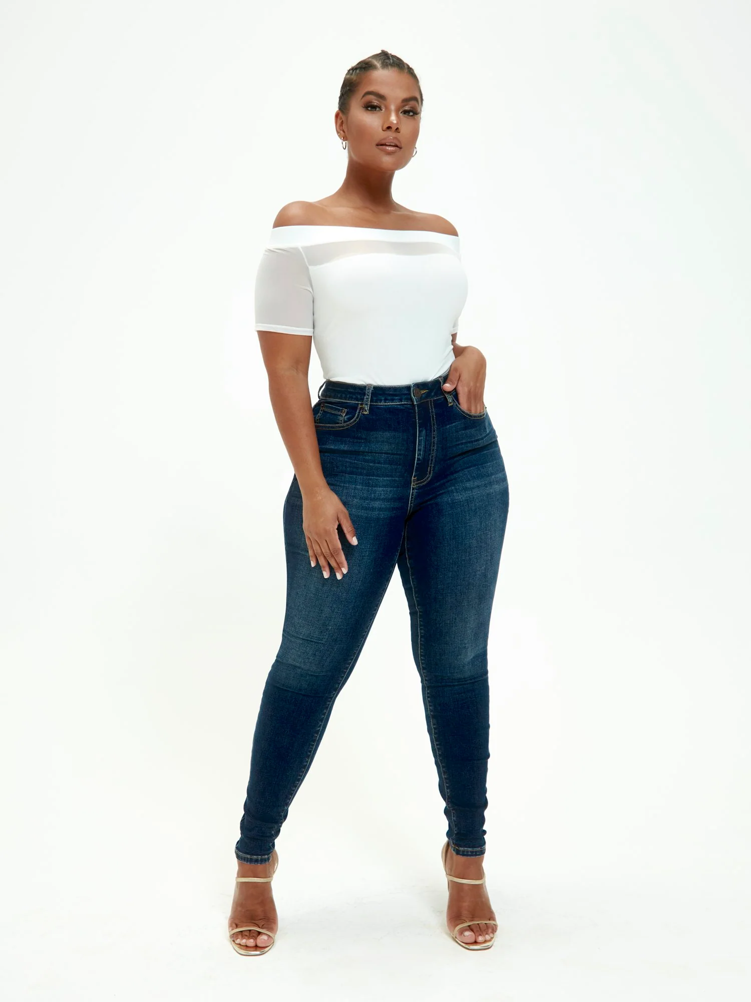 Dark Wash High Rise Super Skinny Jeans - Short Inseam - Image 4