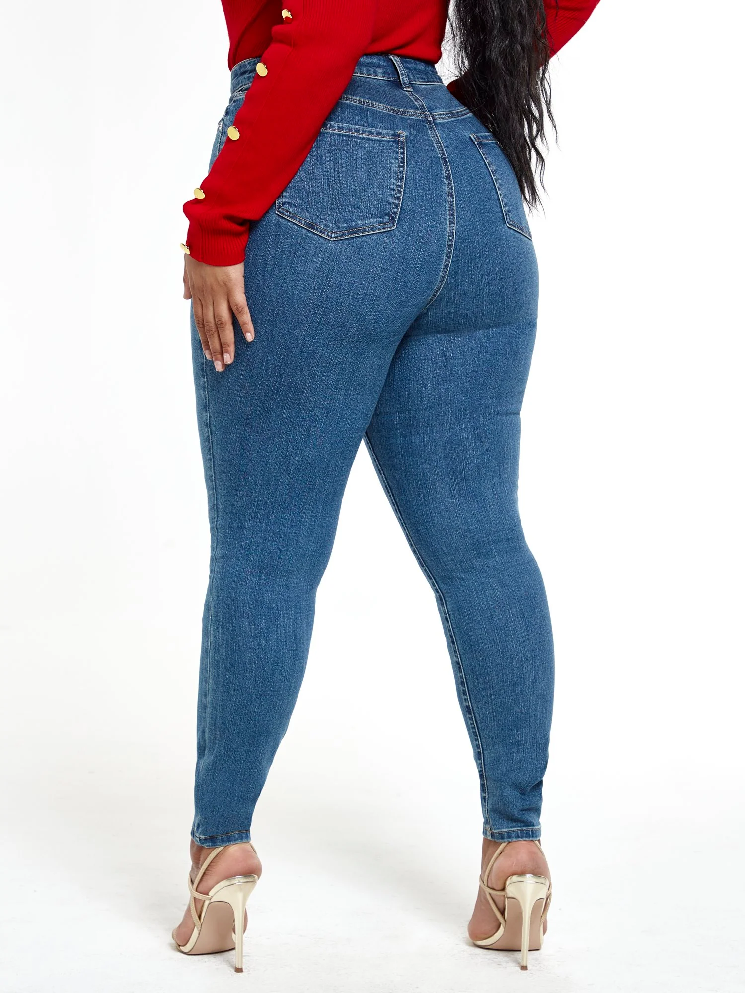 Dark Wash Super Skinny Destructed Jeans - Image 3