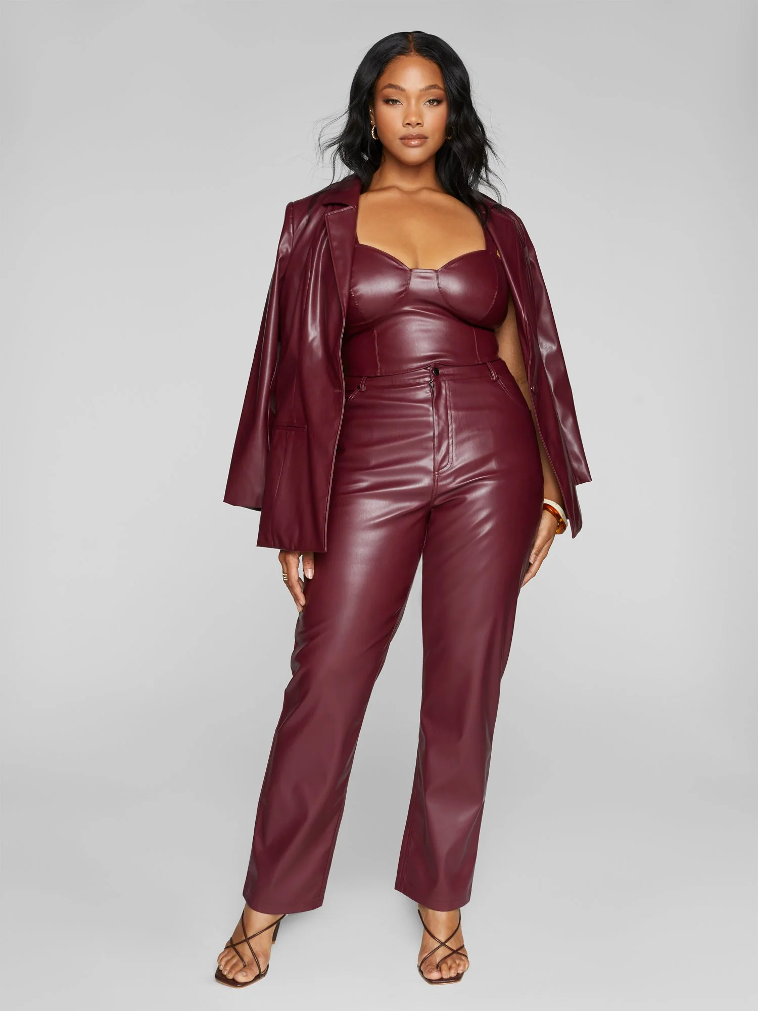 Davina Faux Leather Blazer - Image 3