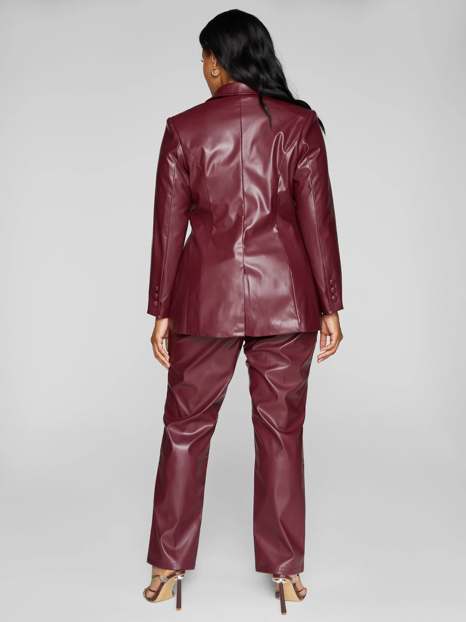 Davina Faux Leather Blazer - Image 4