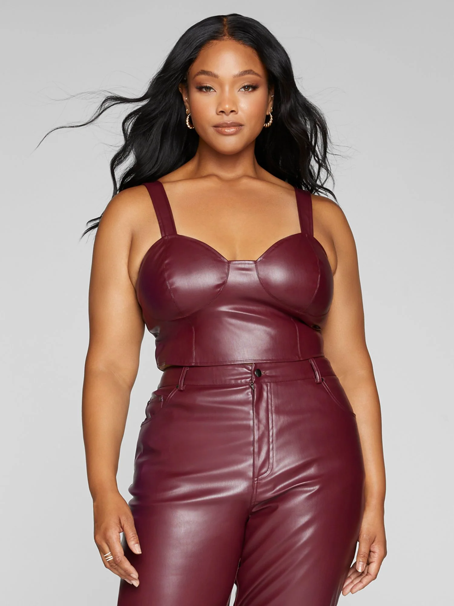 Davina Faux Leather Crop Top - Image 2