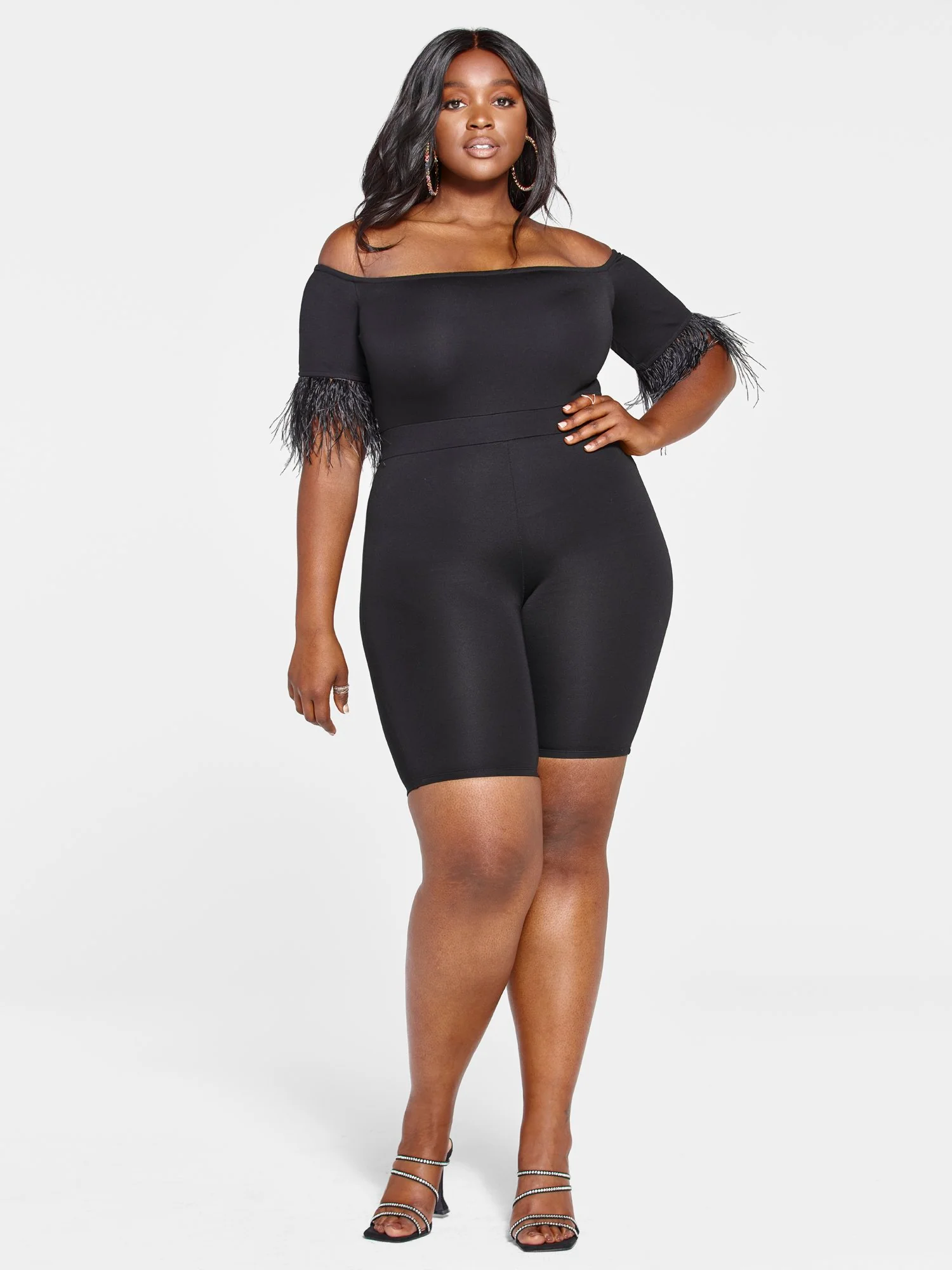 Denisse Faux Feather Trim Romper - Image 3