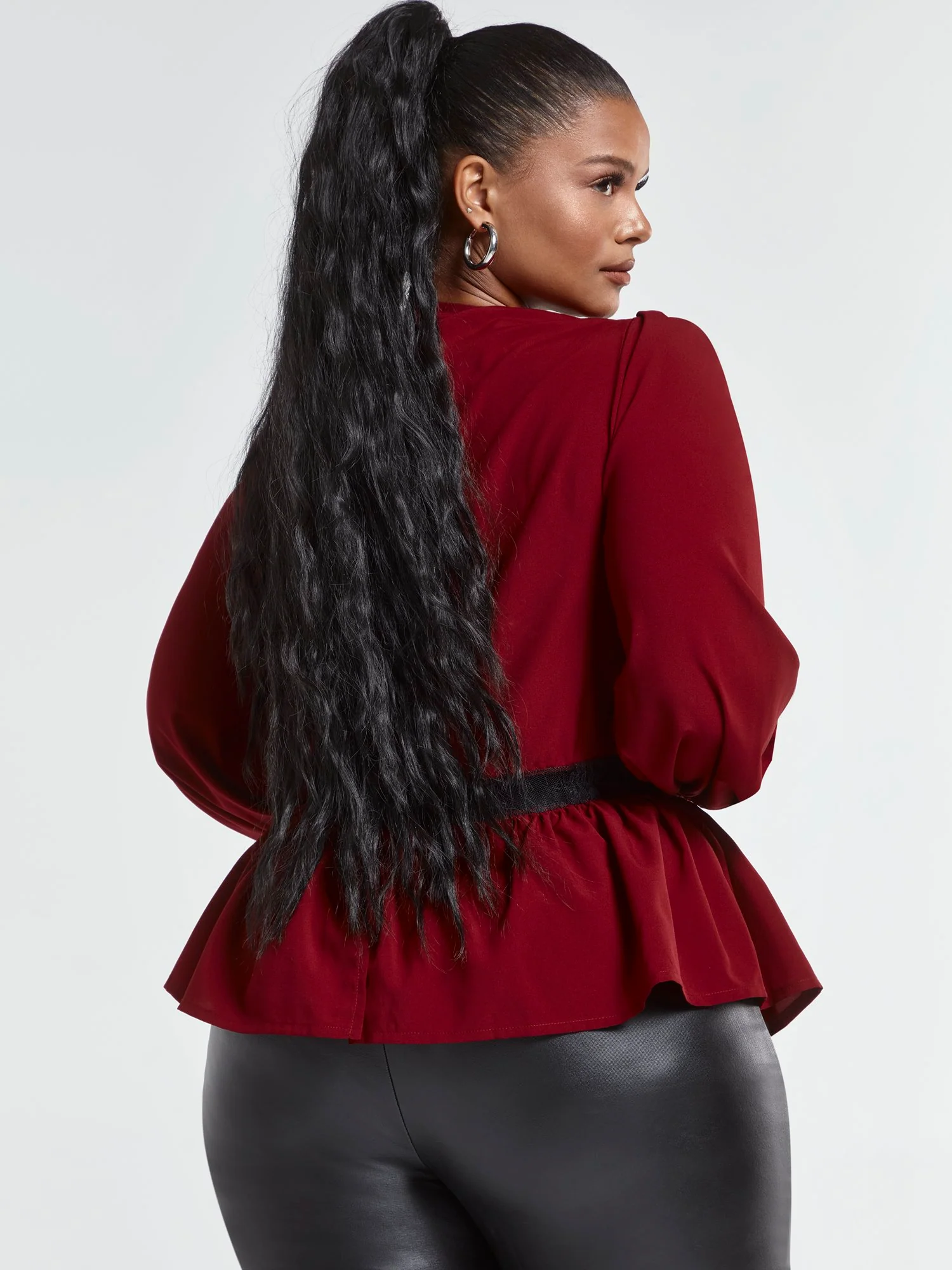 Desiree Peplum Blouse with Lace Insert - Image 3