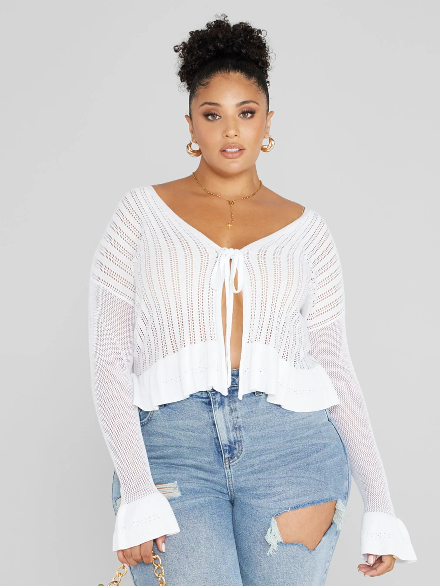 Diana Cropped Crochet Cardigan - Image 2
