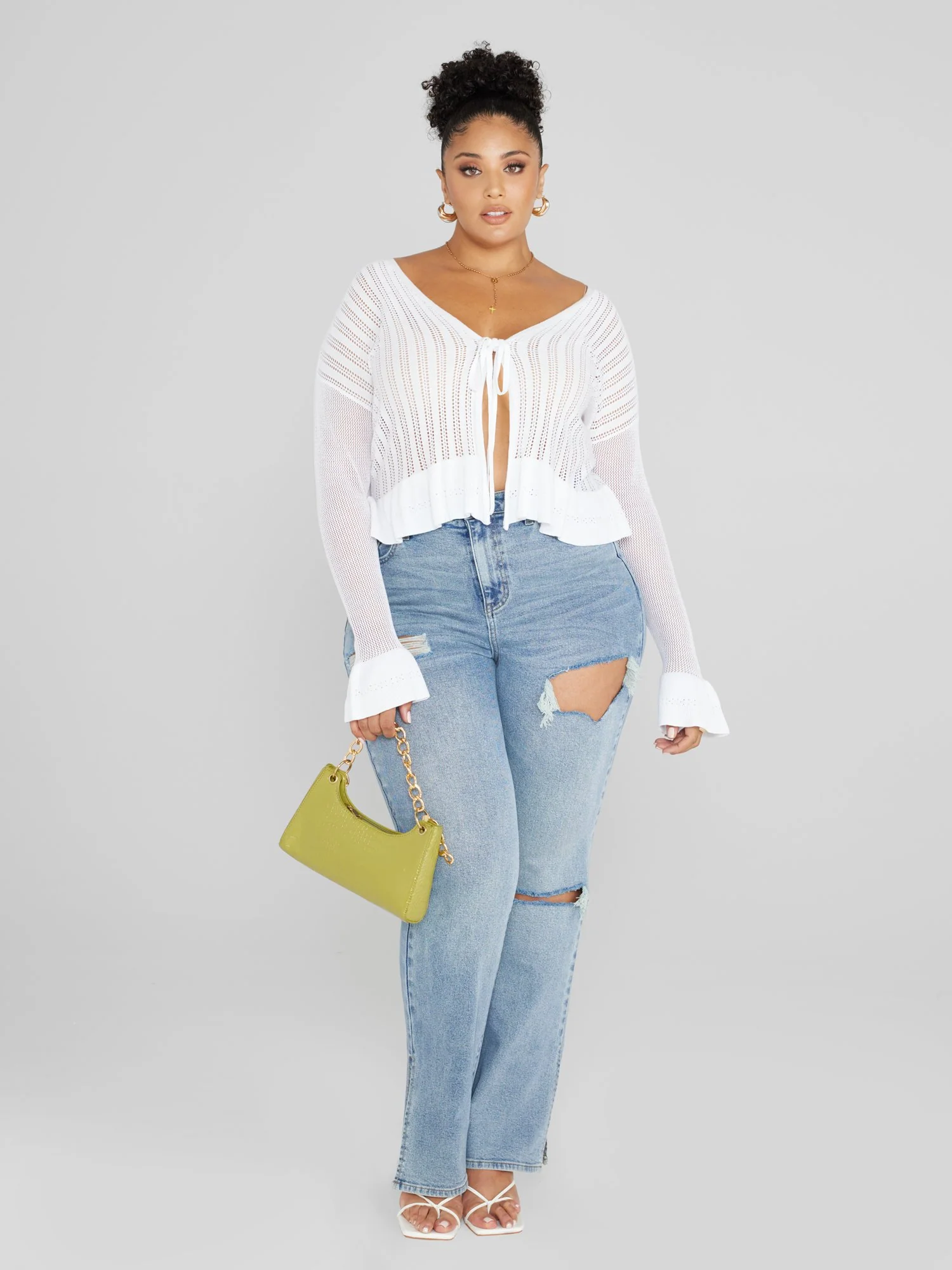 Diana Cropped Crochet Cardigan - Image 3