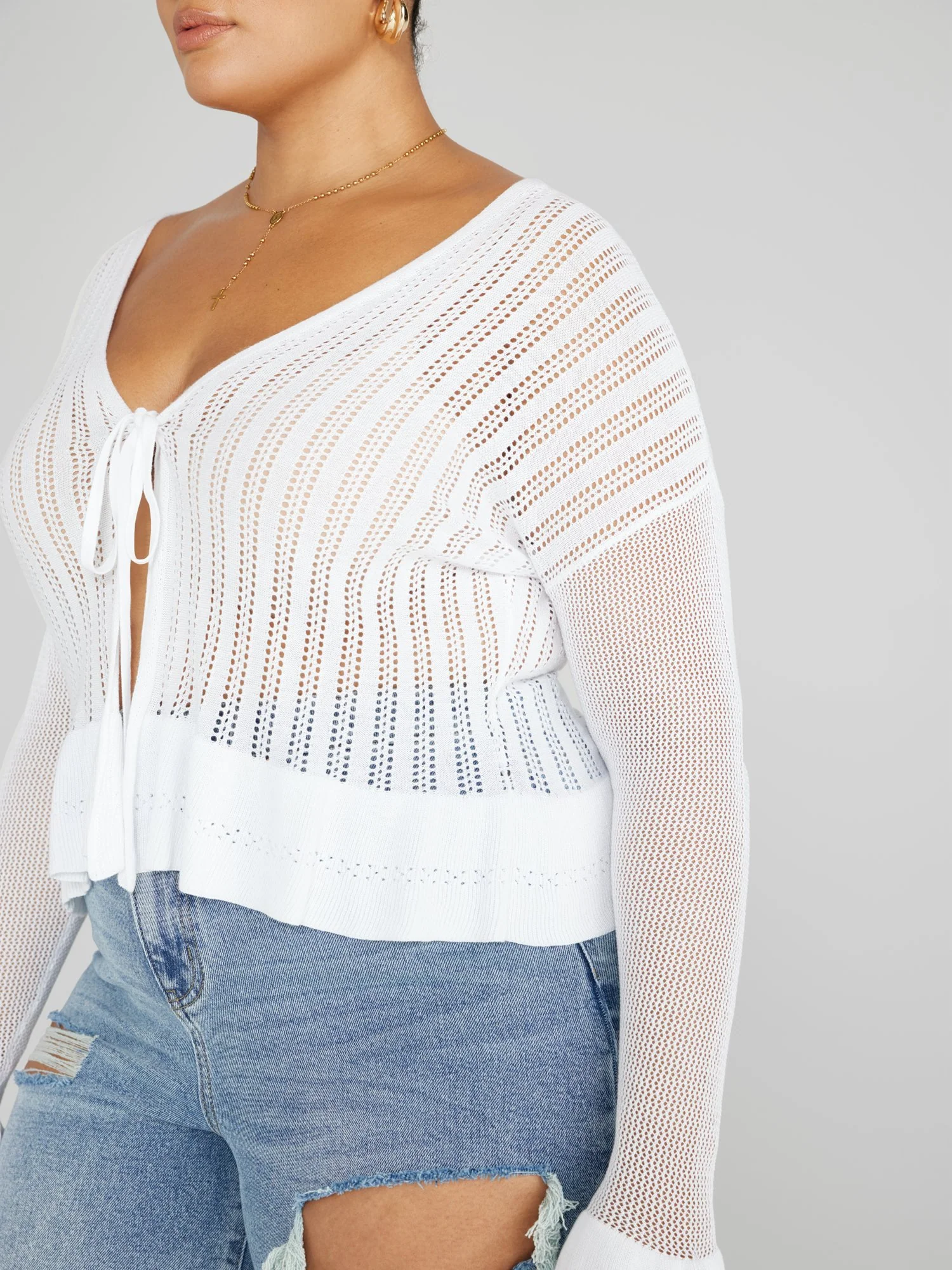 Diana Cropped Crochet Cardigan - Image 5