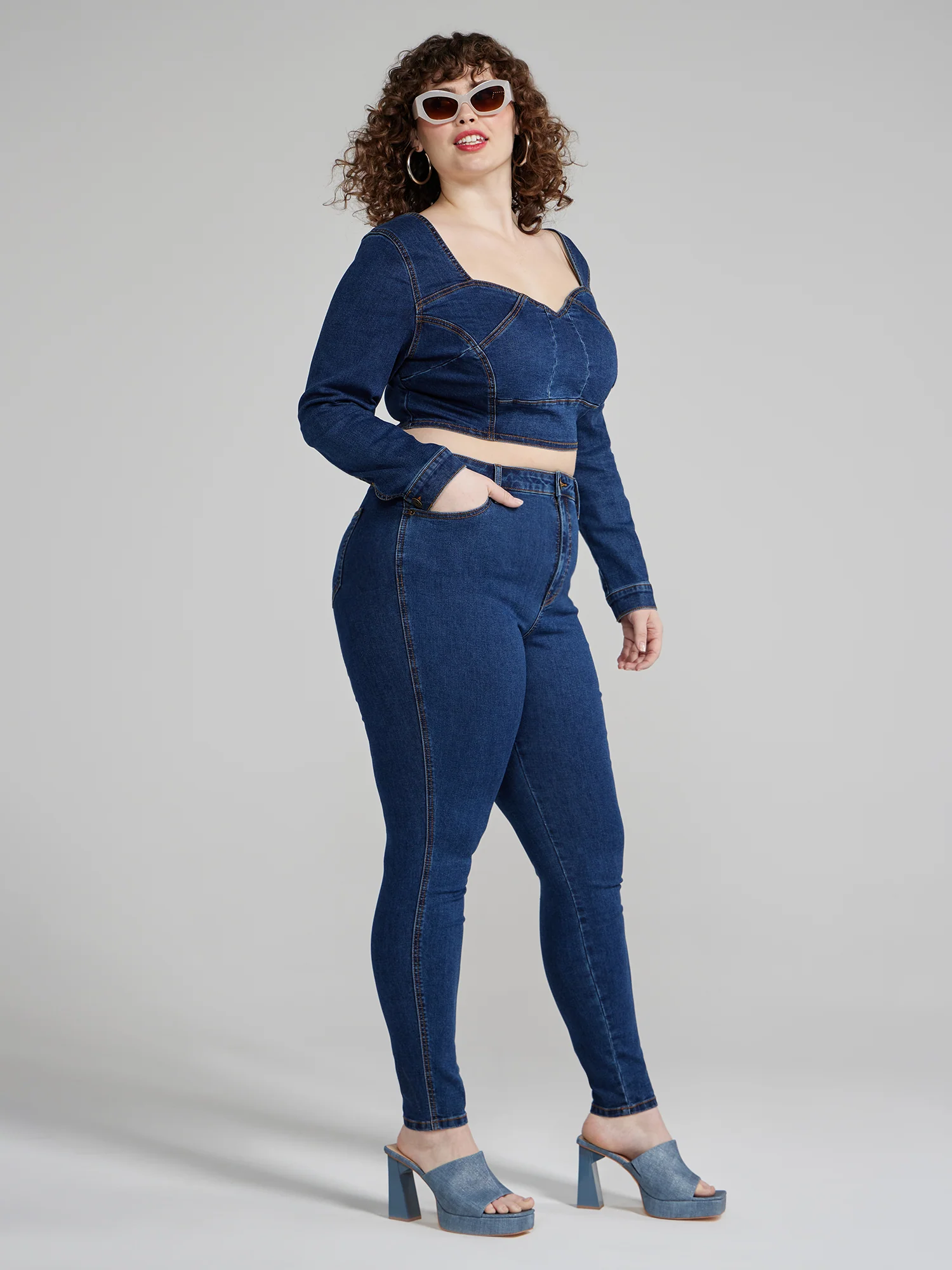 Draya Cropped Denim Top - Image 2