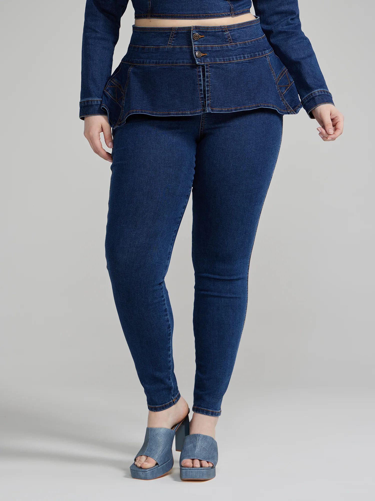 Draya Skinny Jeans with Peplum Belt - Image 3
