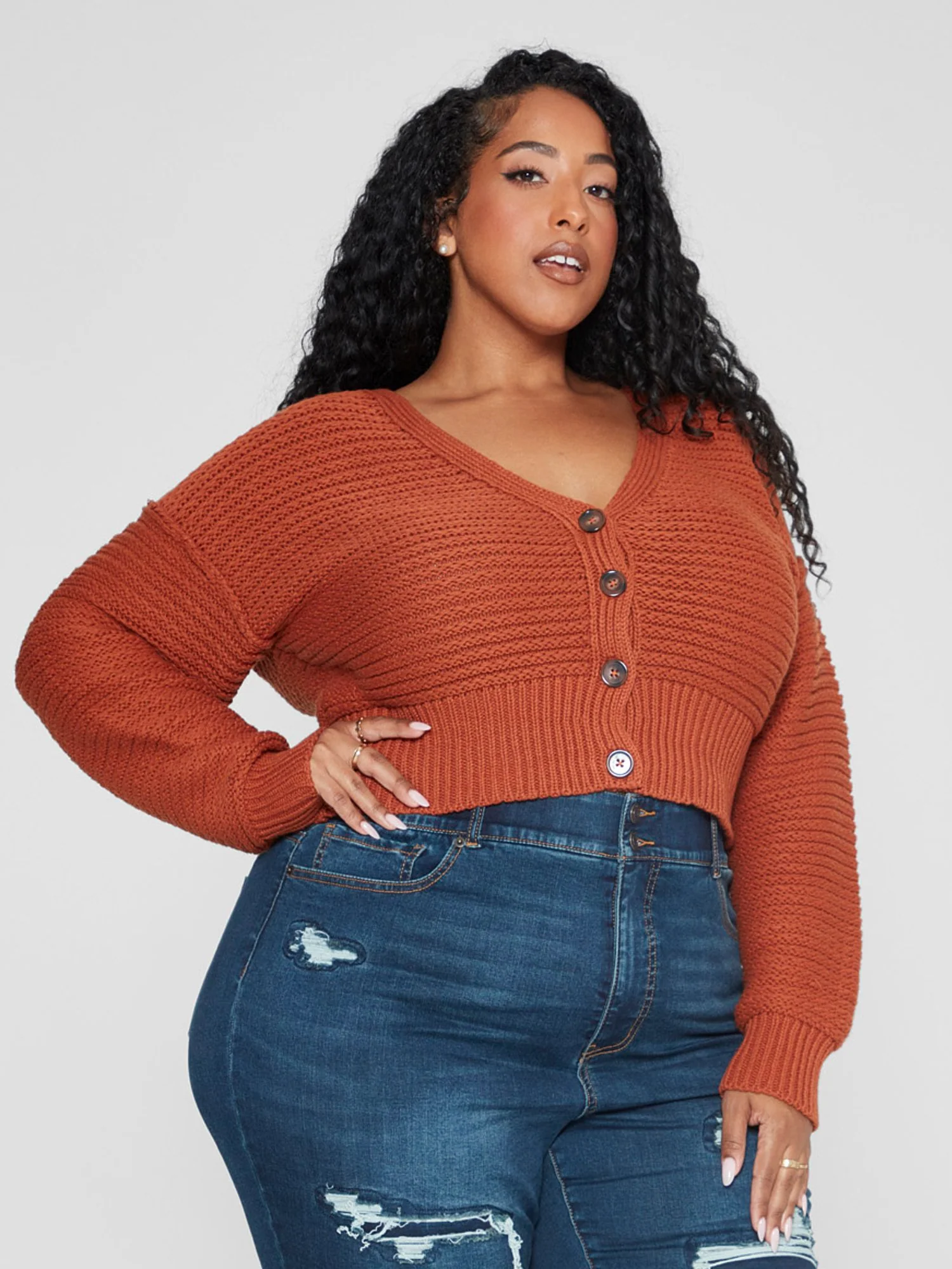 Elena Button-Down Cropped Cardigan - Image 2