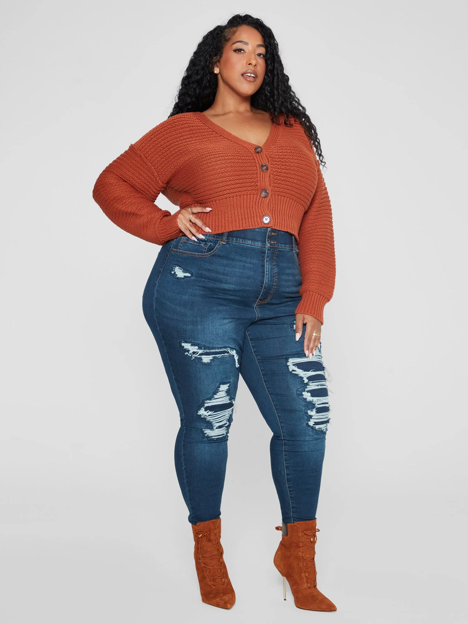 Elena Button-Down Cropped Cardigan - Image 3