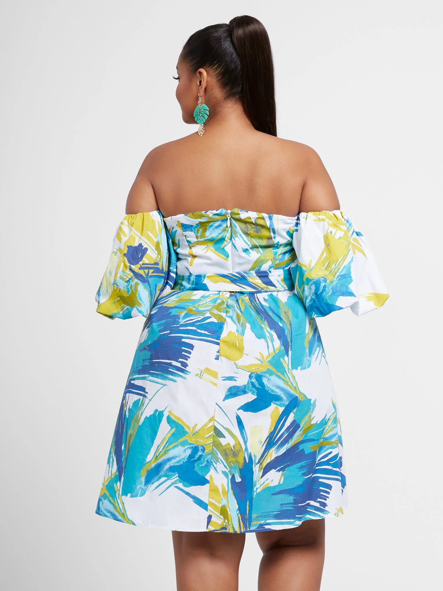 Elizabeth Watercolor Print Puff Sleeve Dress - Image 3
