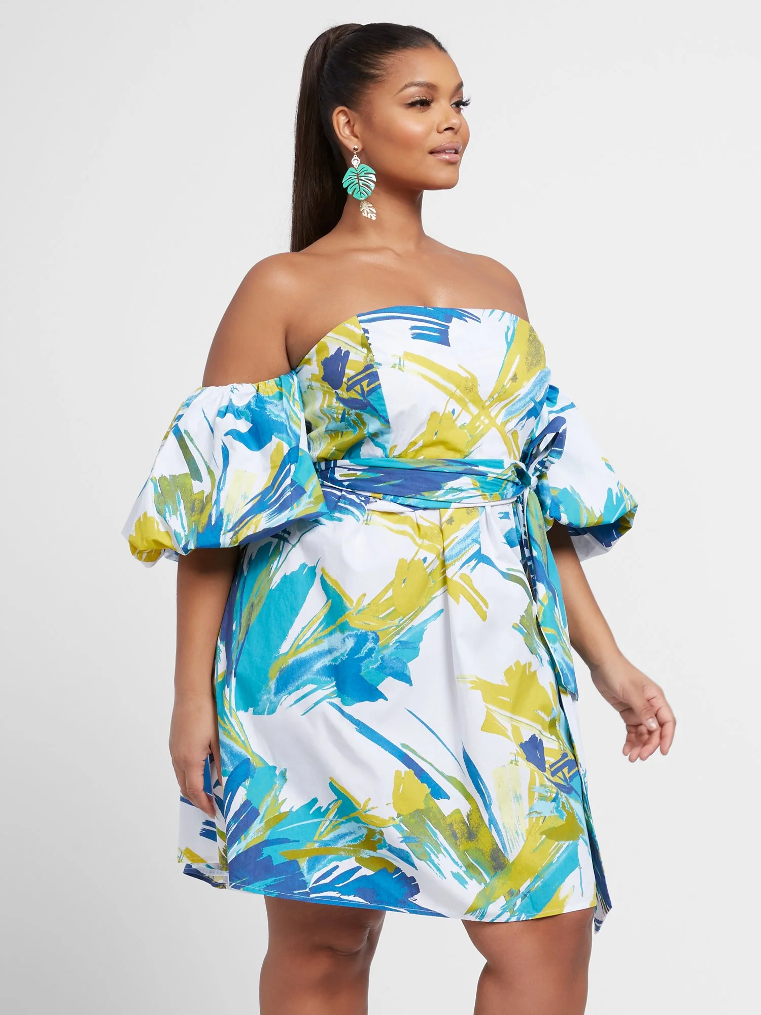 Elizabeth Watercolor Print Puff Sleeve Dress - Image 5