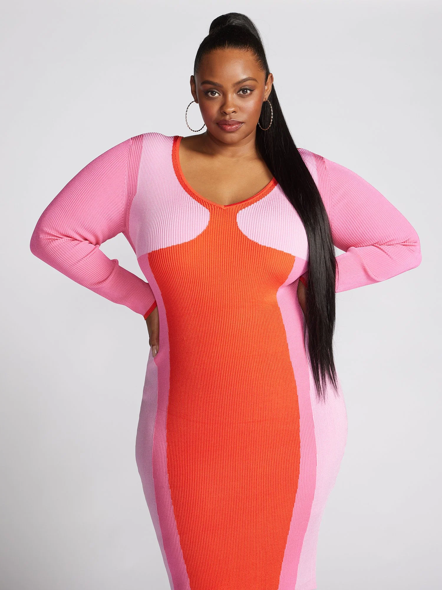 Emmesha Colorblock Ribbed Knit Sweater Dress - Image 4