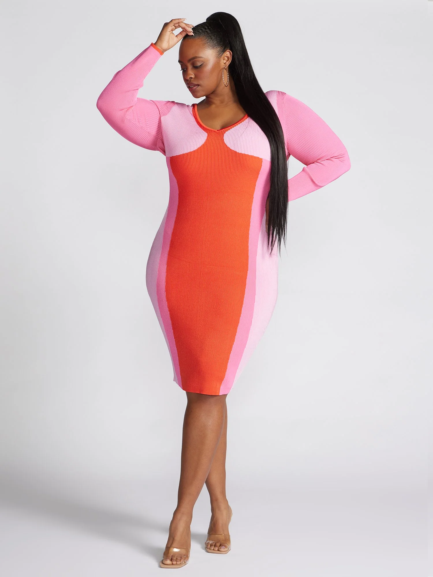 Emmesha Colorblock Ribbed Knit Sweater Dress - Image 6