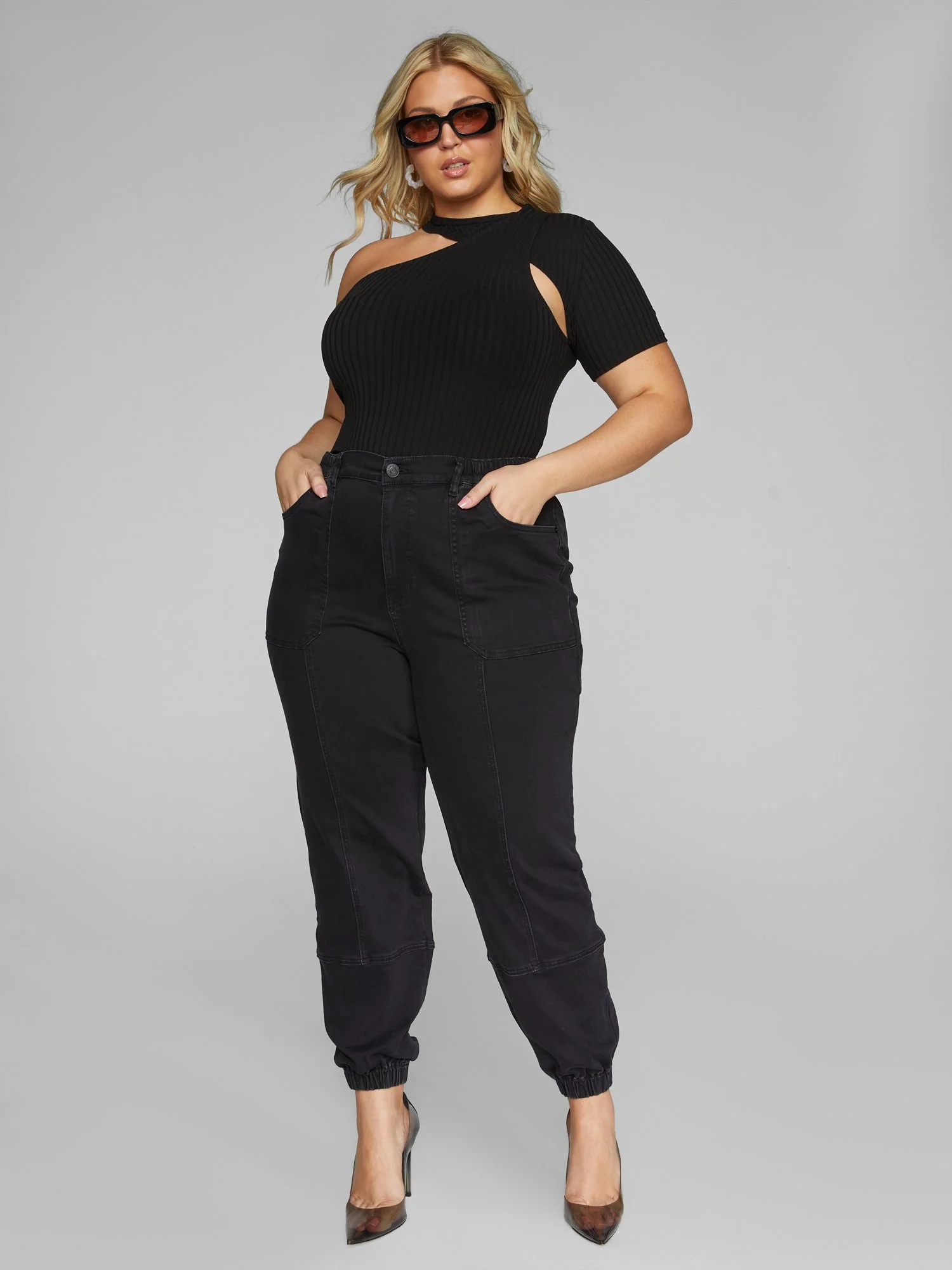 Erika Ribbed Knit Open Shoulder Top - Image 3