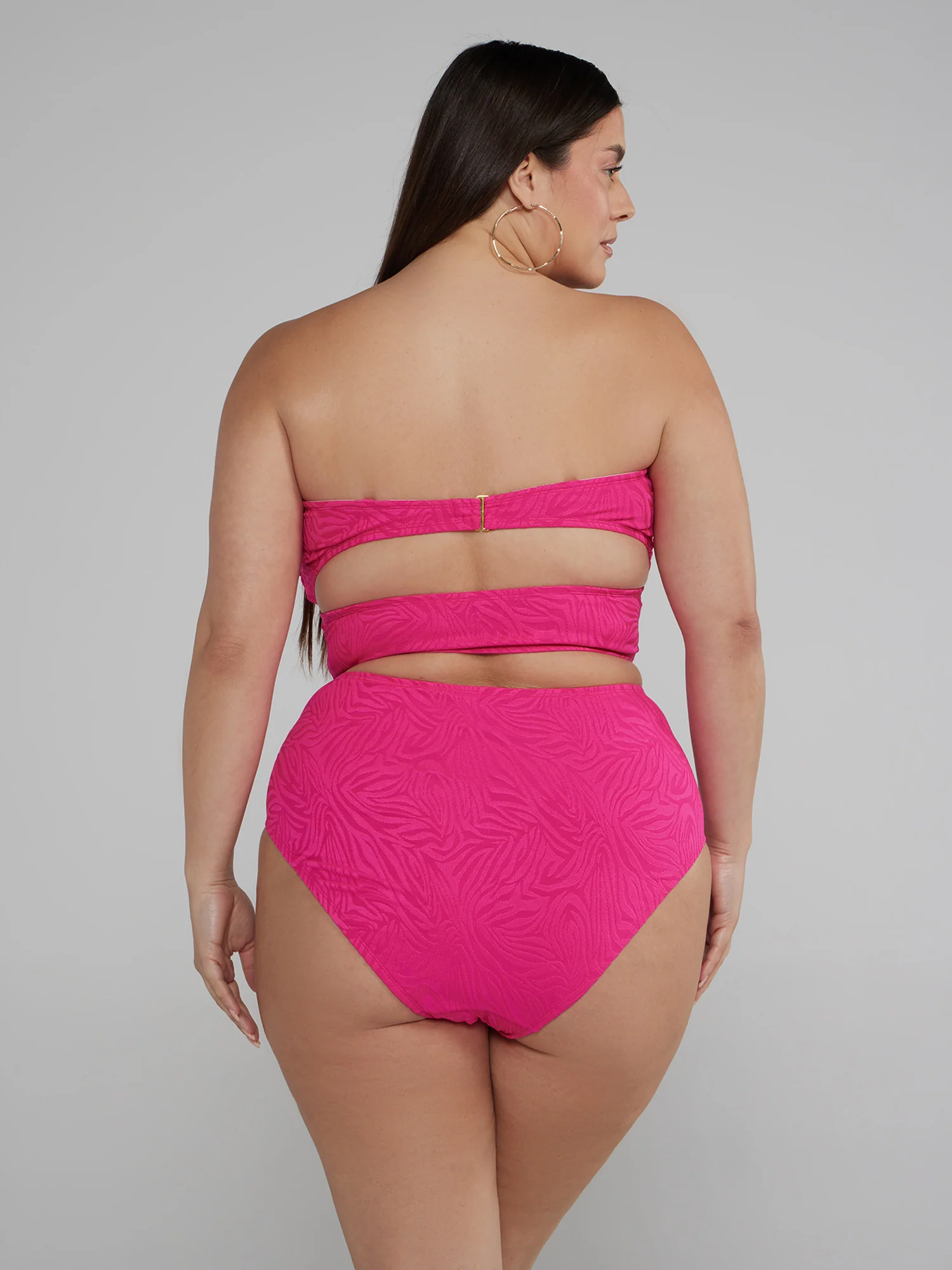 Esther Jacquard Pattern Cutout Bikini Top - Image 4