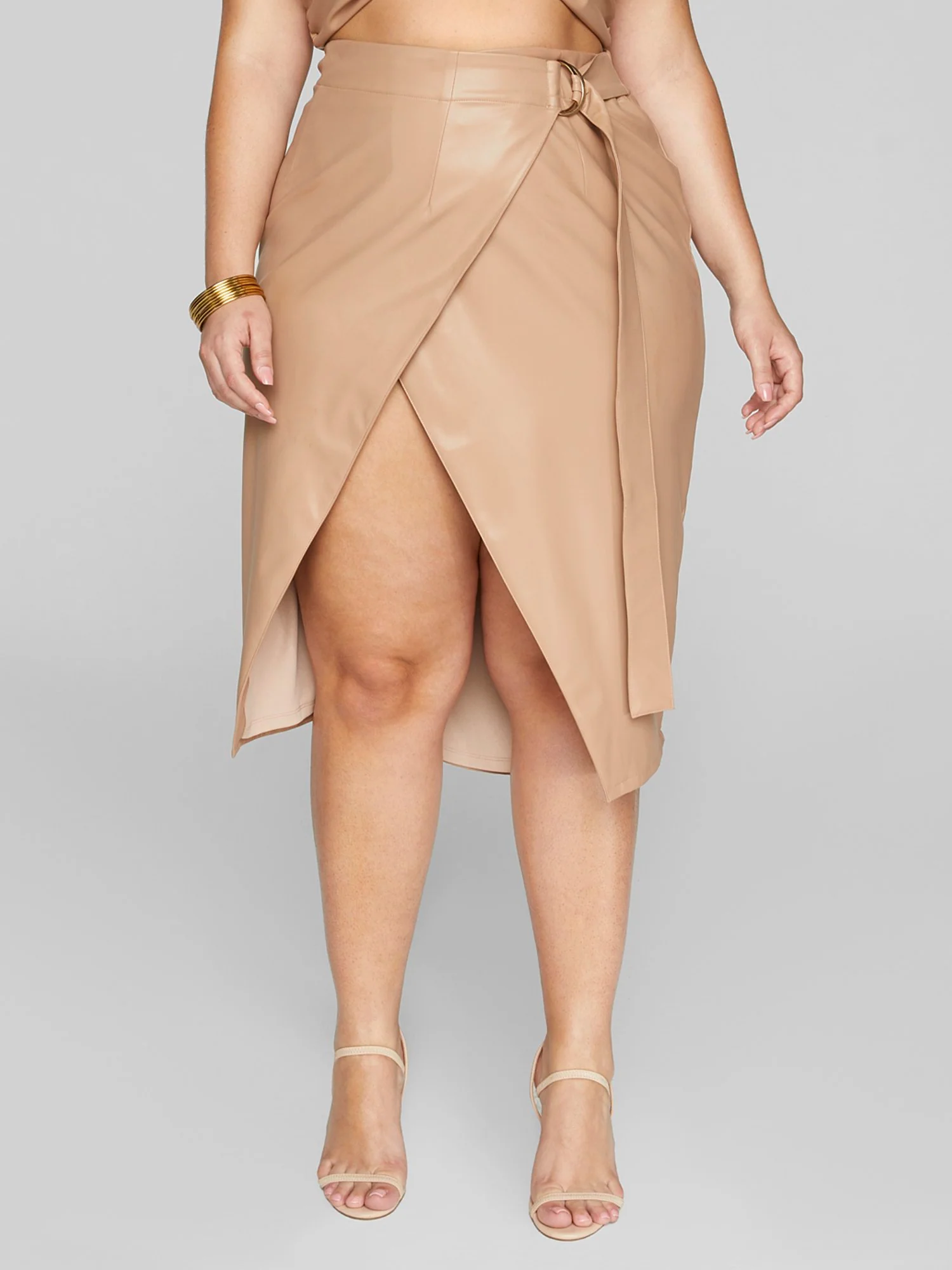 Eva Faux Leather Wrap Skirt - Image 2